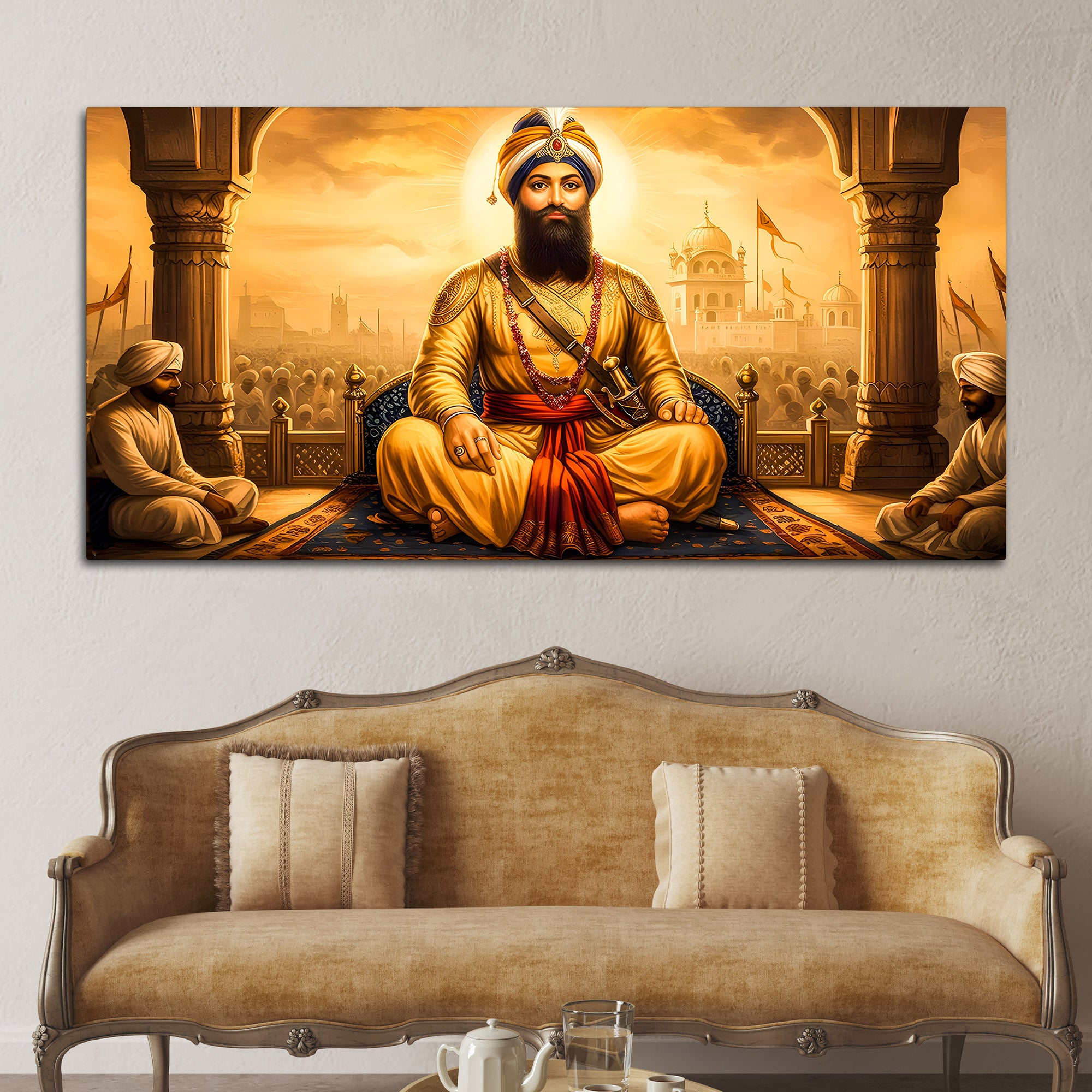 Blessed Sikh Guru Ji Canvas Spiritual Painting
