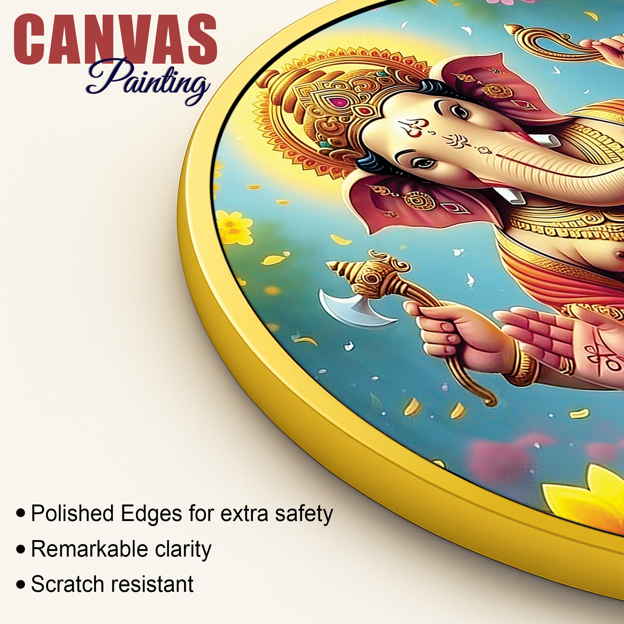 Blessing Ganpati Round Canvas Painting