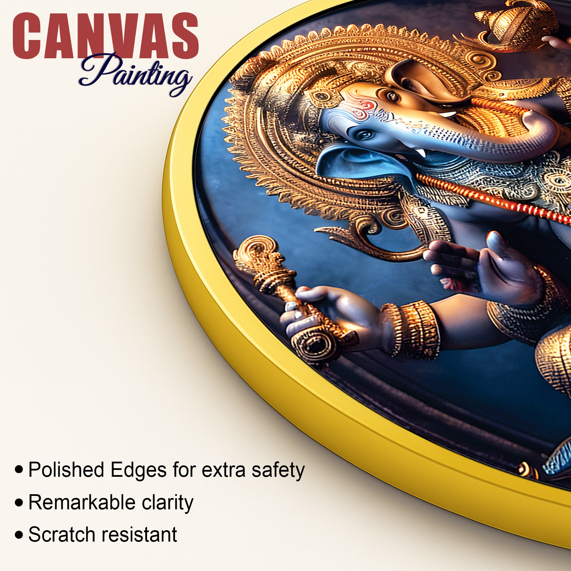 Blue Divine Ganesha Round Wall Painting