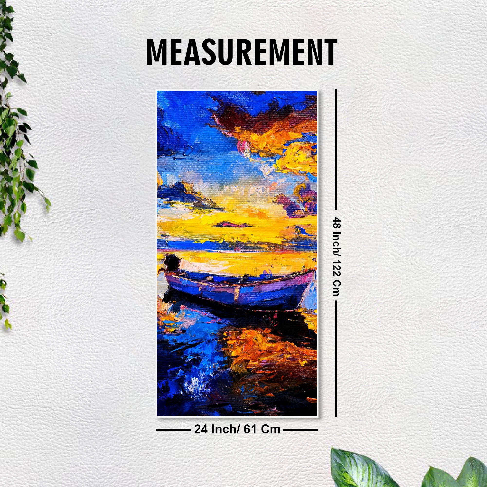 Boat & Sunset Floating Canvas Wall Painting