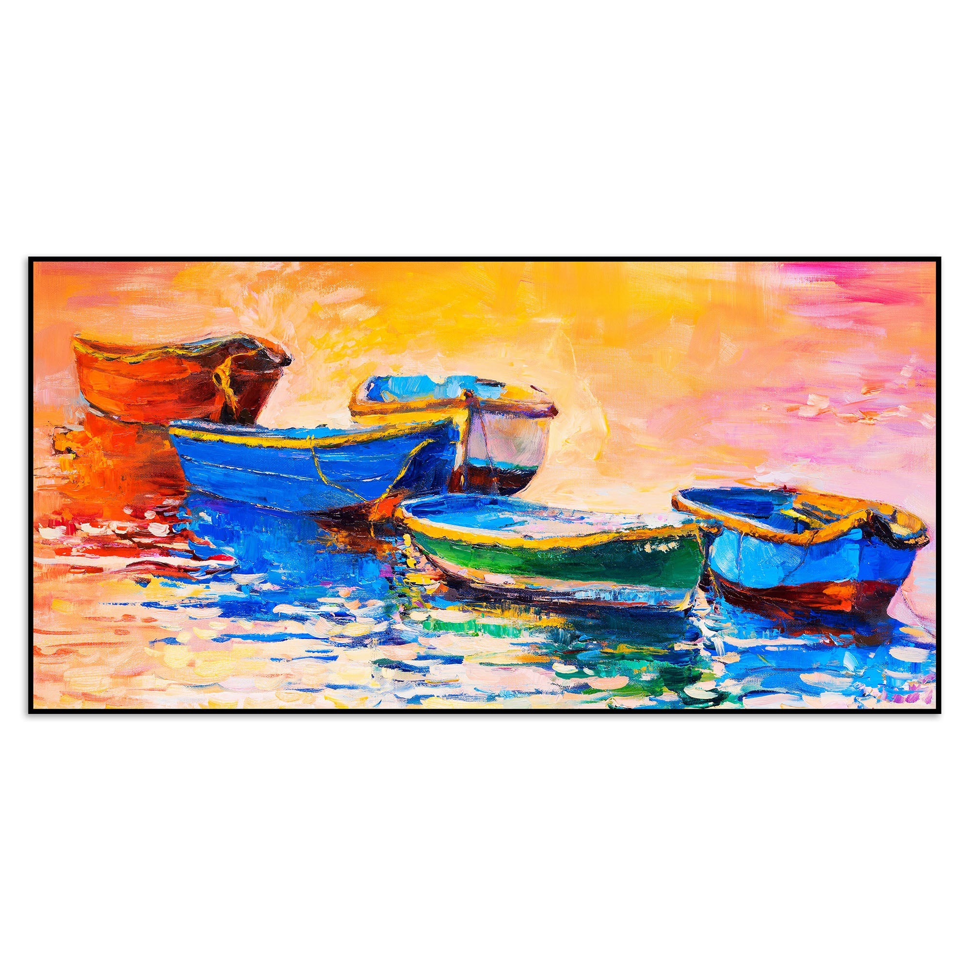 Boat Colorful Floating Frame Wall Painting