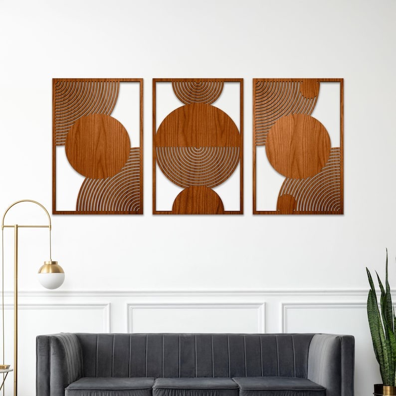 Boho Style Wall Decor Panels in Natural Wood Finish