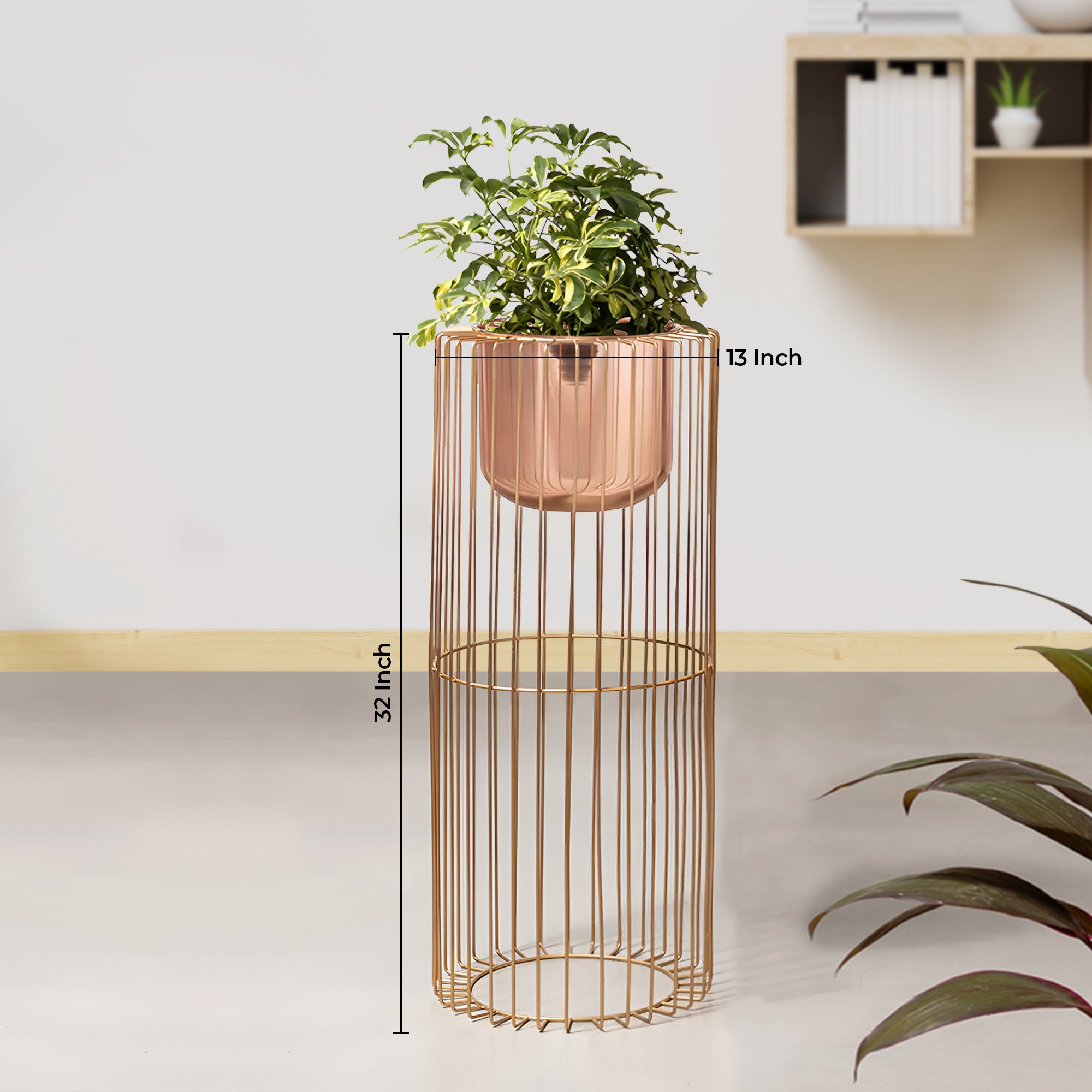 Botanic Couture Gold Stand & Ross Gold Pot - Large Size Planter