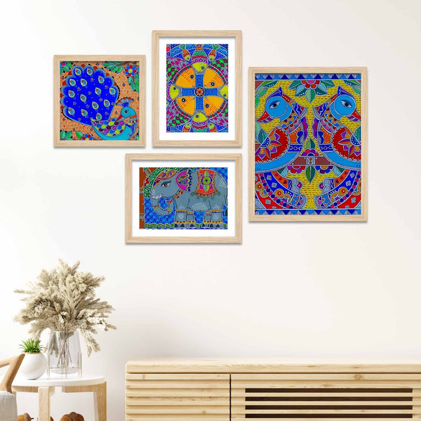 bright-indian-traditional-art-wall-frame-set-of-four