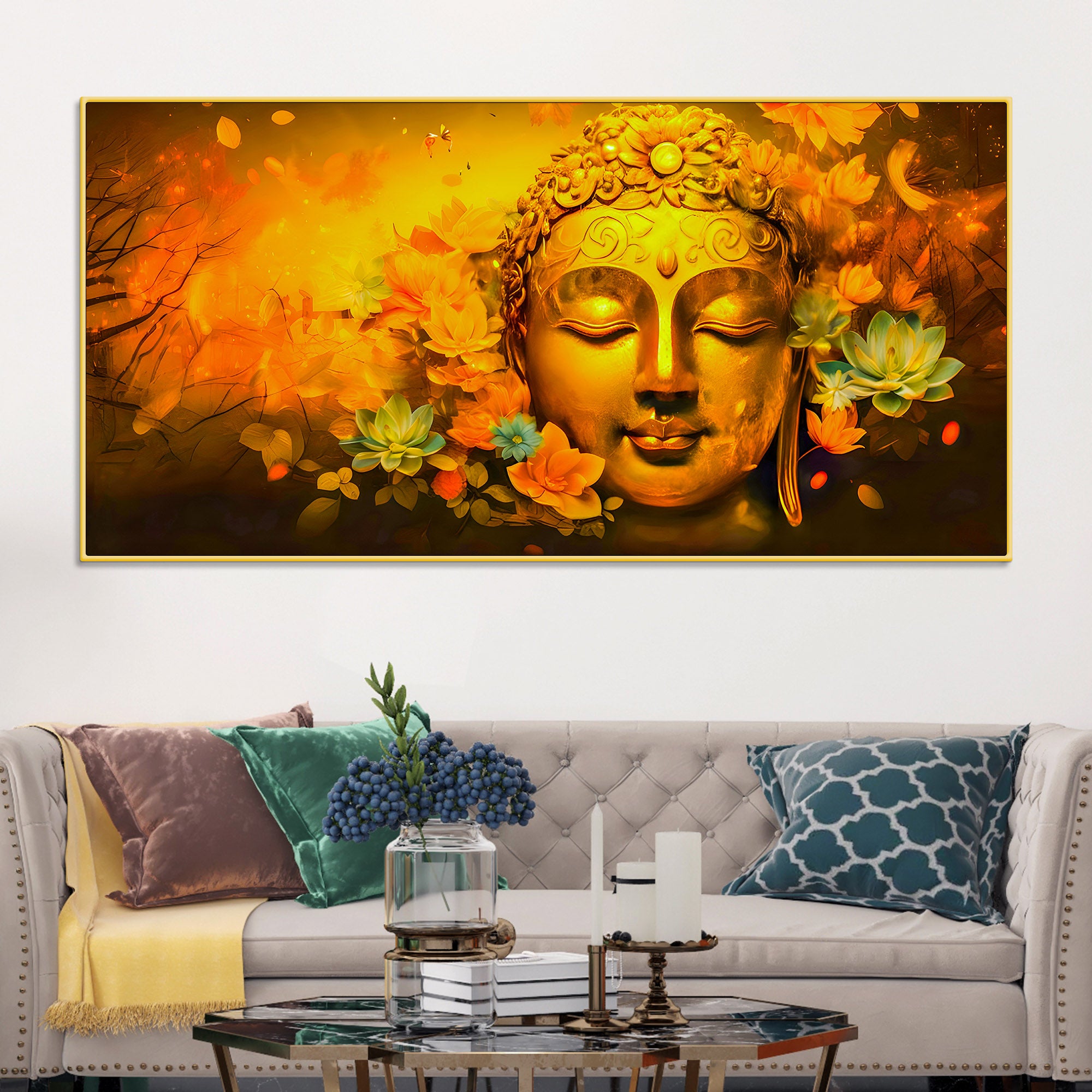 Buddha Canvas Wall Painting for Luxury Living Room Decor
