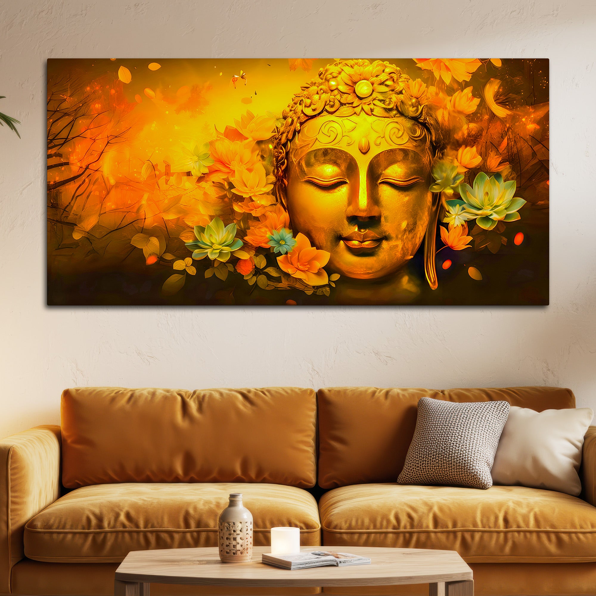 Buddha Canvas Wall Painting for Luxury Living Room Decor