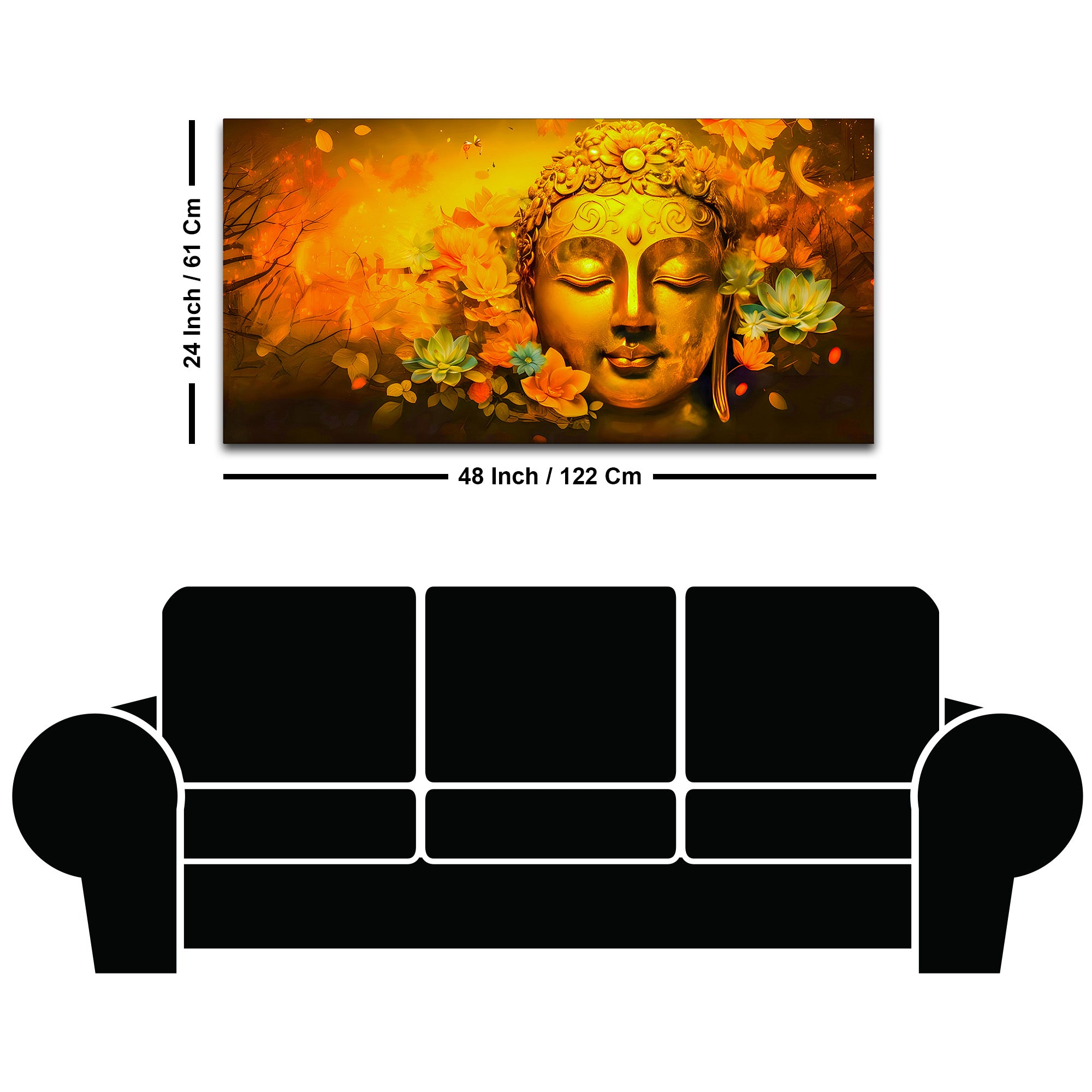 Buddha Canvas Wall Painting for Luxury Living Room Decor