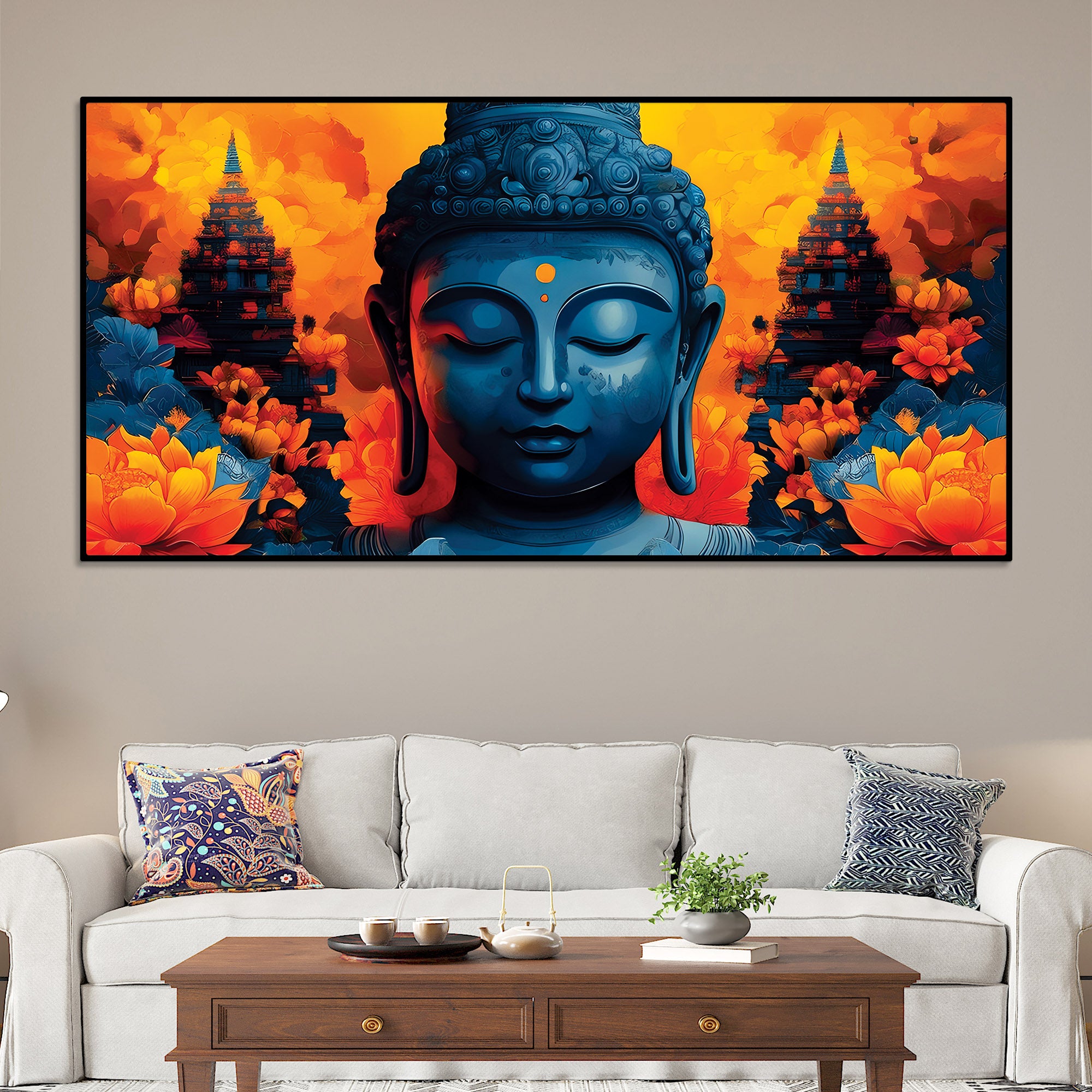 Buddha Lotus Wall Art – Luxury Spiritual Canvas Painting