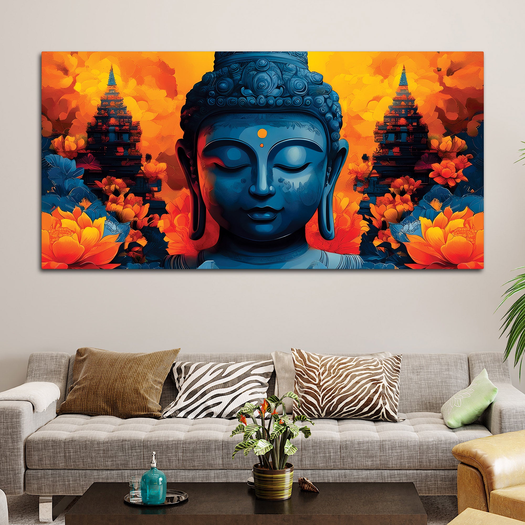Buddha Lotus Wall Art – Luxury Spiritual Canvas Painting