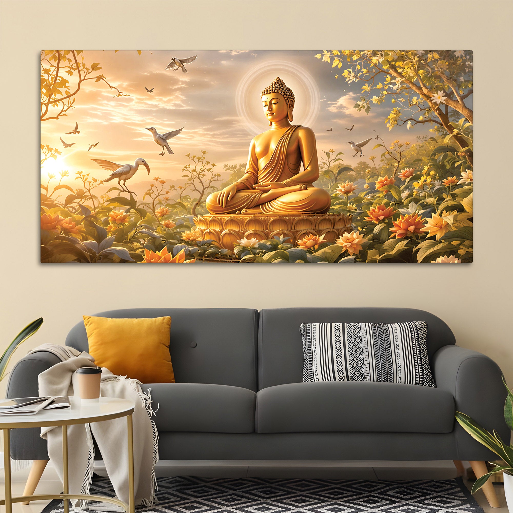 Buddha Wall Painting Decor for Calm Living Spaces