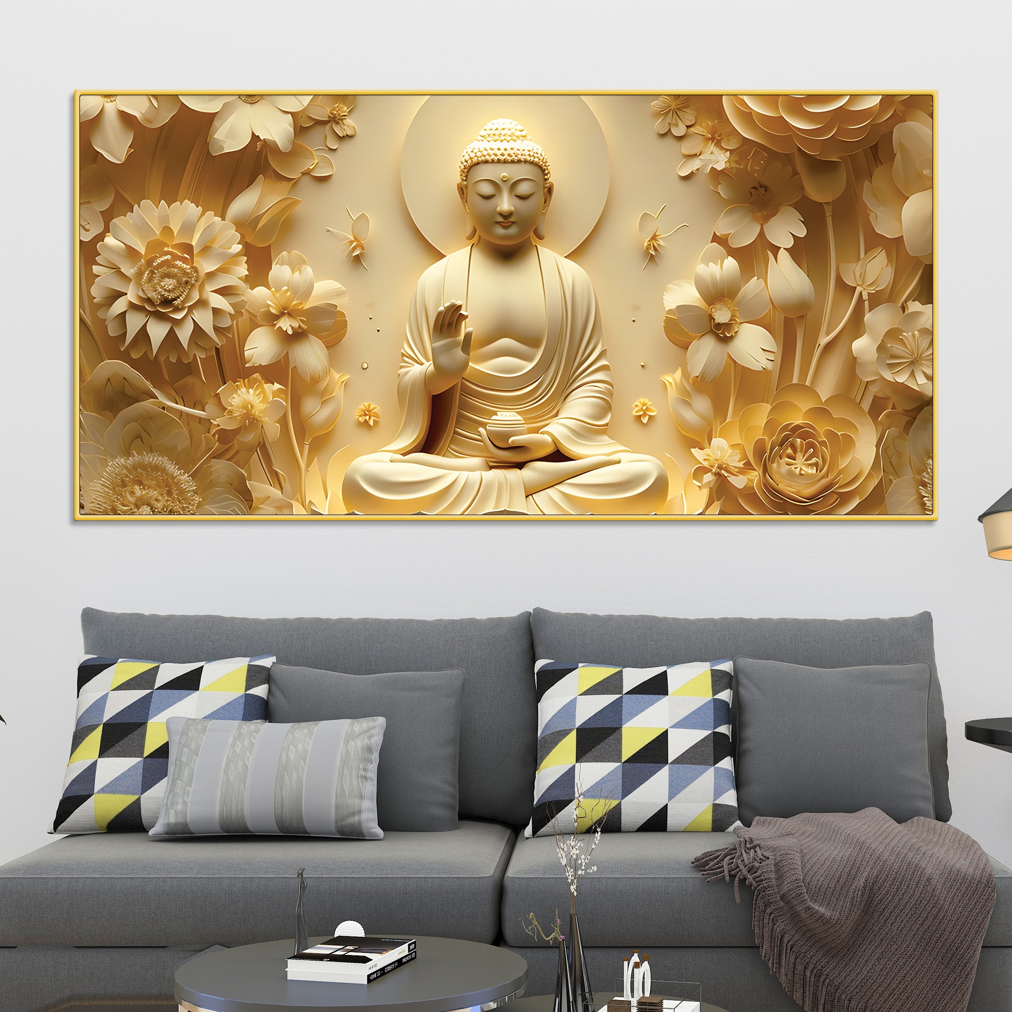 Buddha Wall Painting Decor for Positive Home Energy