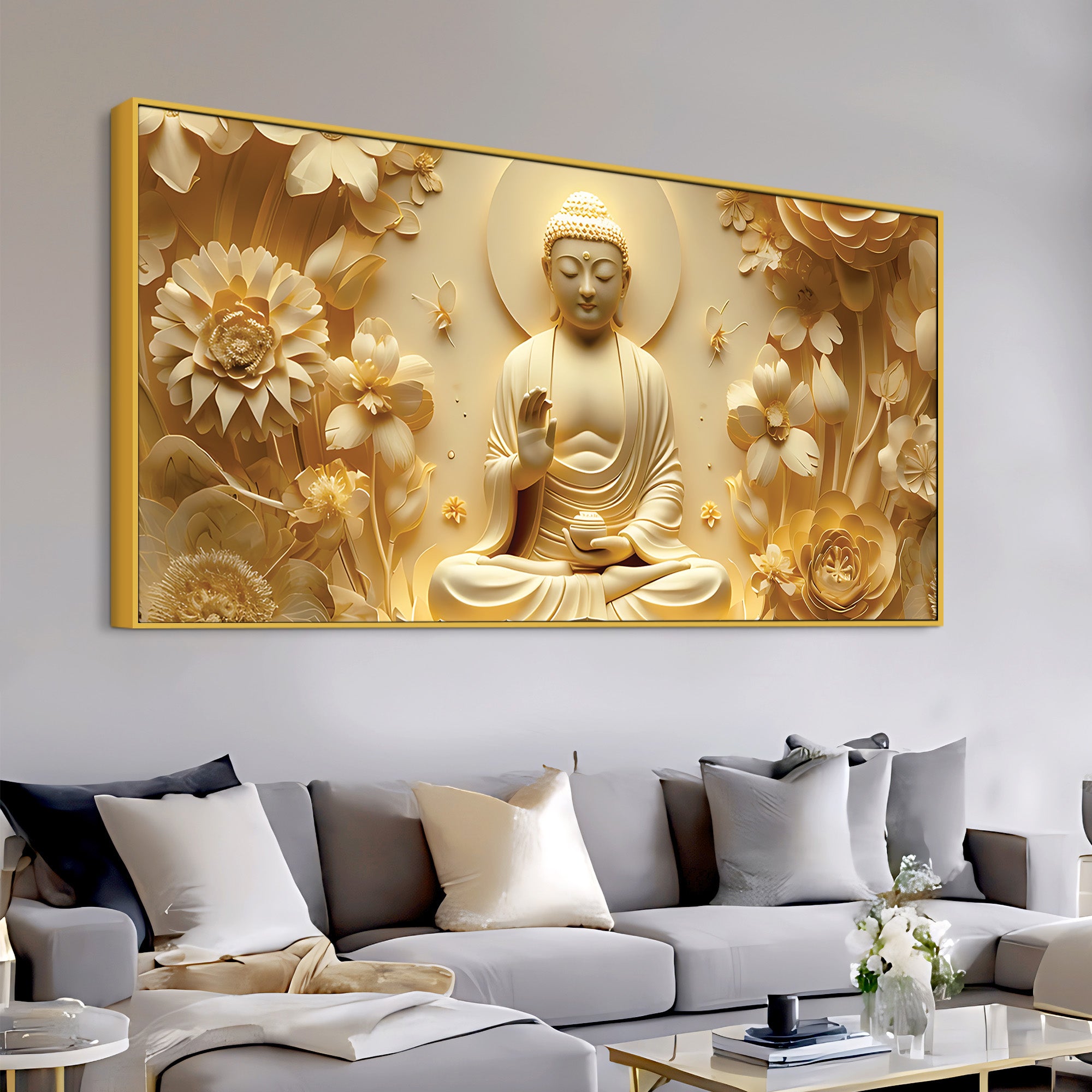 Buddha Wall Painting Decor for Positive Home Energy