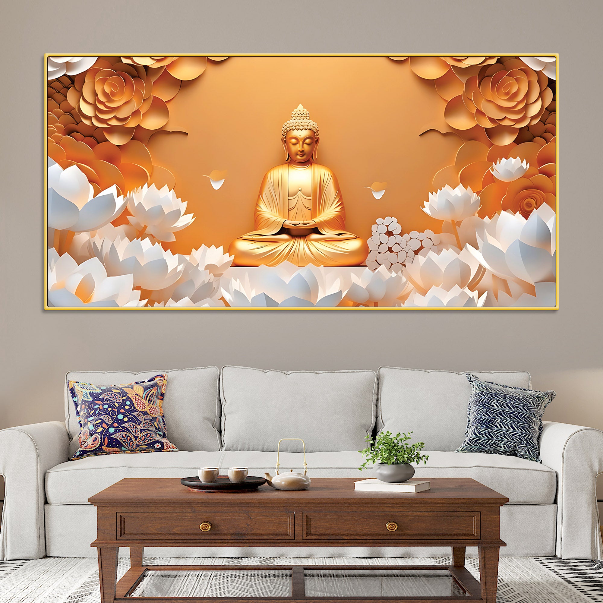 Buddha Wall Painting for Living Room Wall Décor