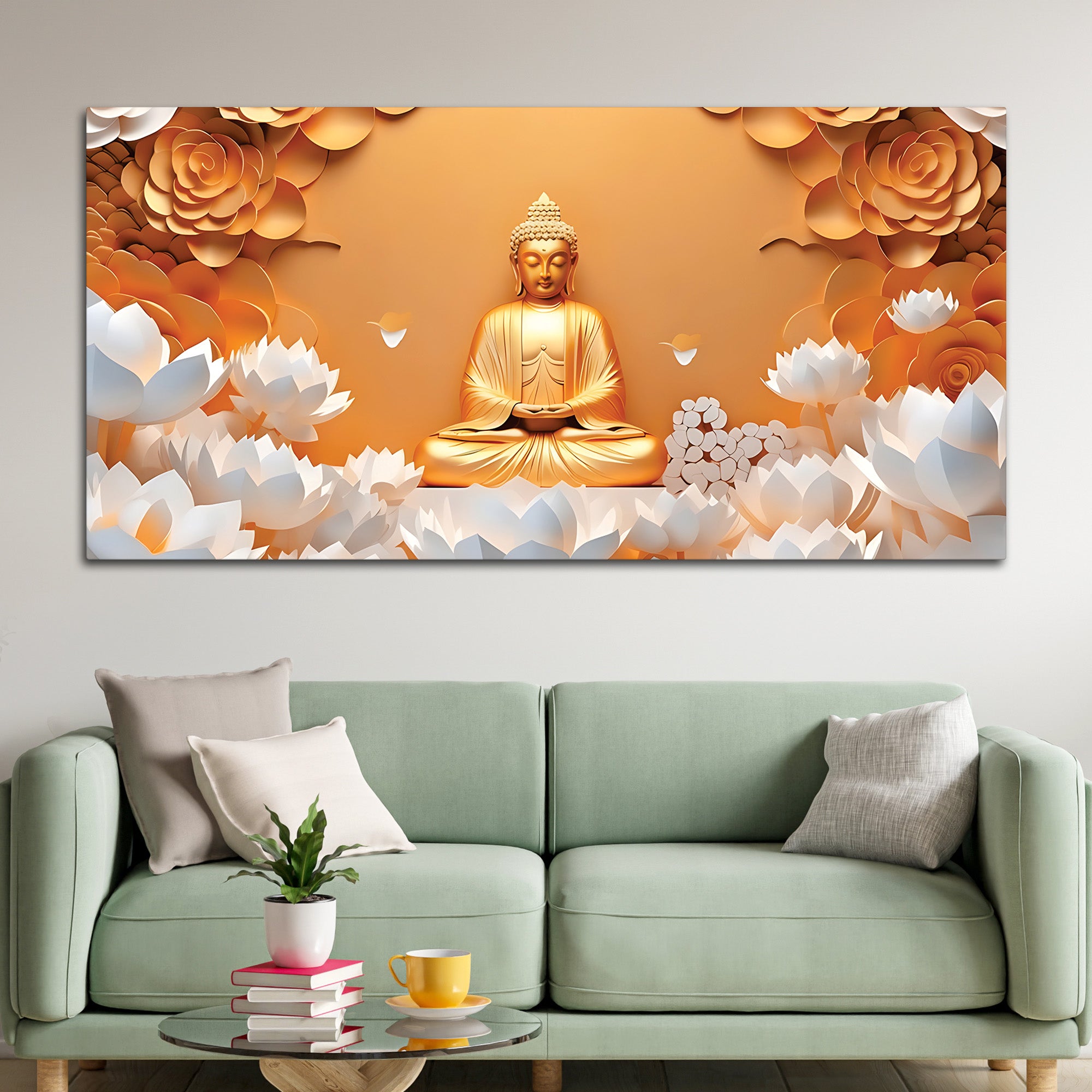 Buddha Wall Painting for Living Room Wall Décor
