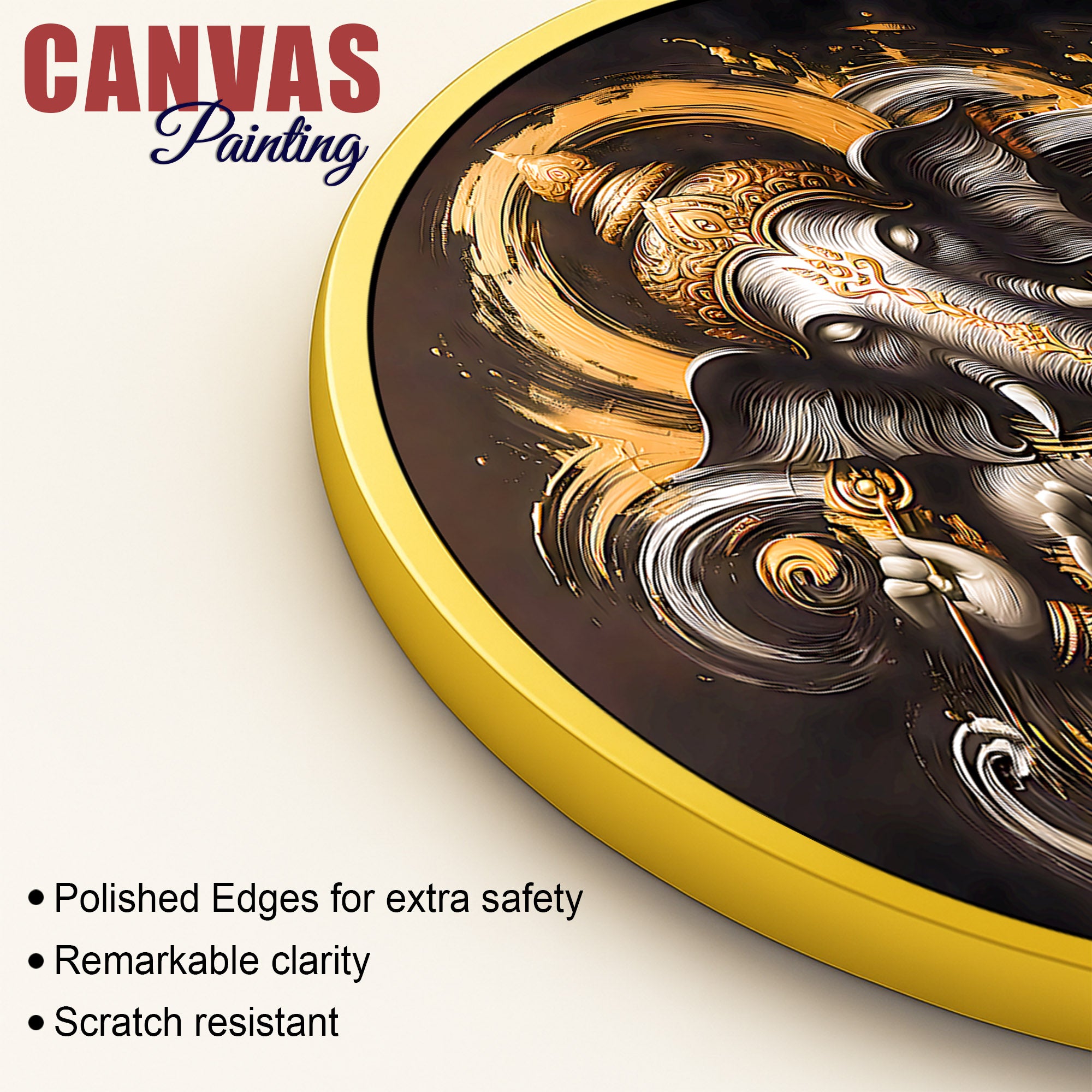 Calm Ganesh Ji Round Canvas Painting