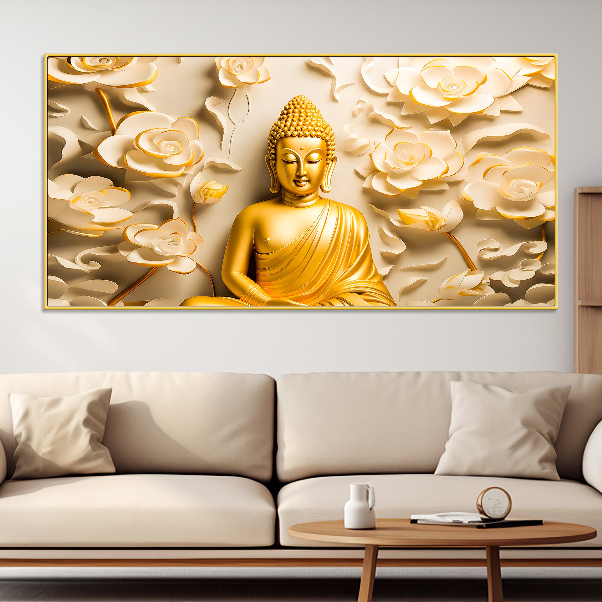 Calm & Positive Buddha Wall Painting for Spiritual Decor
