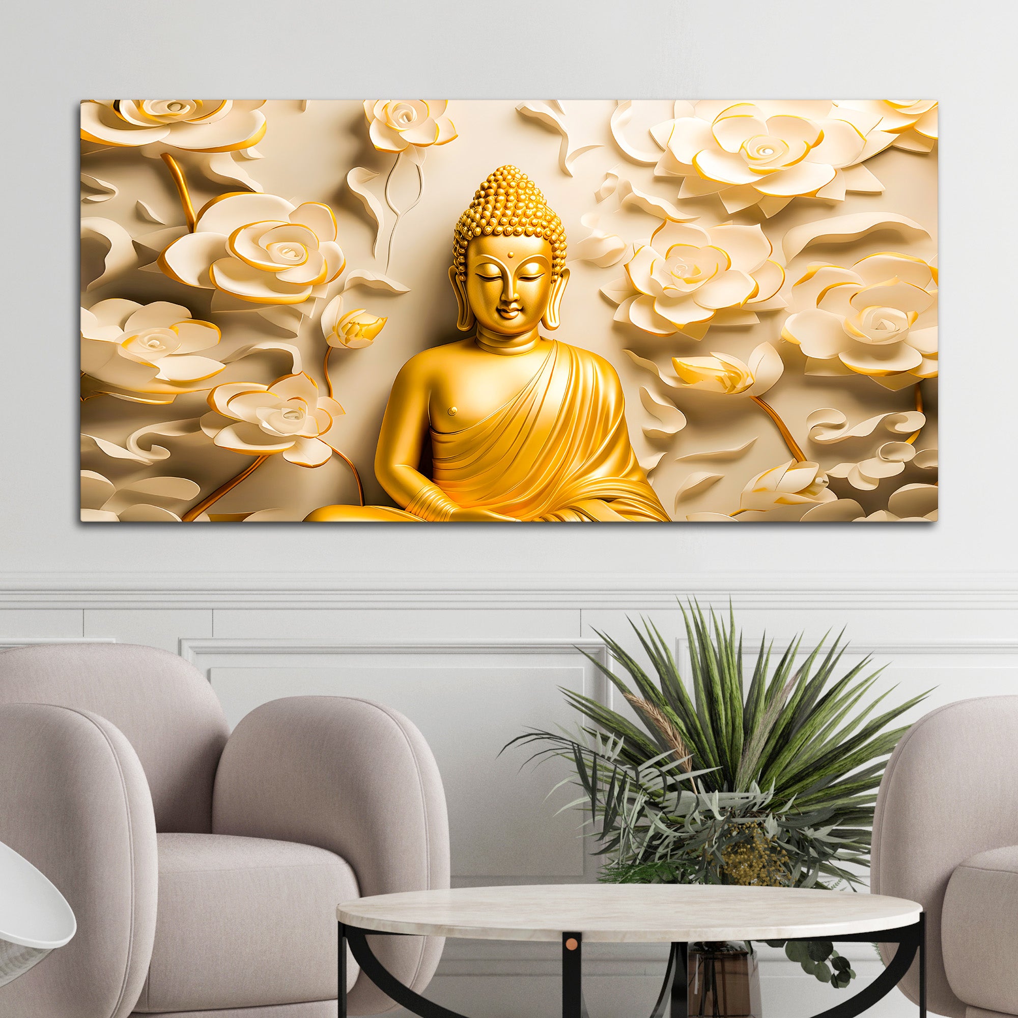 Calm & Positive Buddha Wall Painting for Spiritual Decor