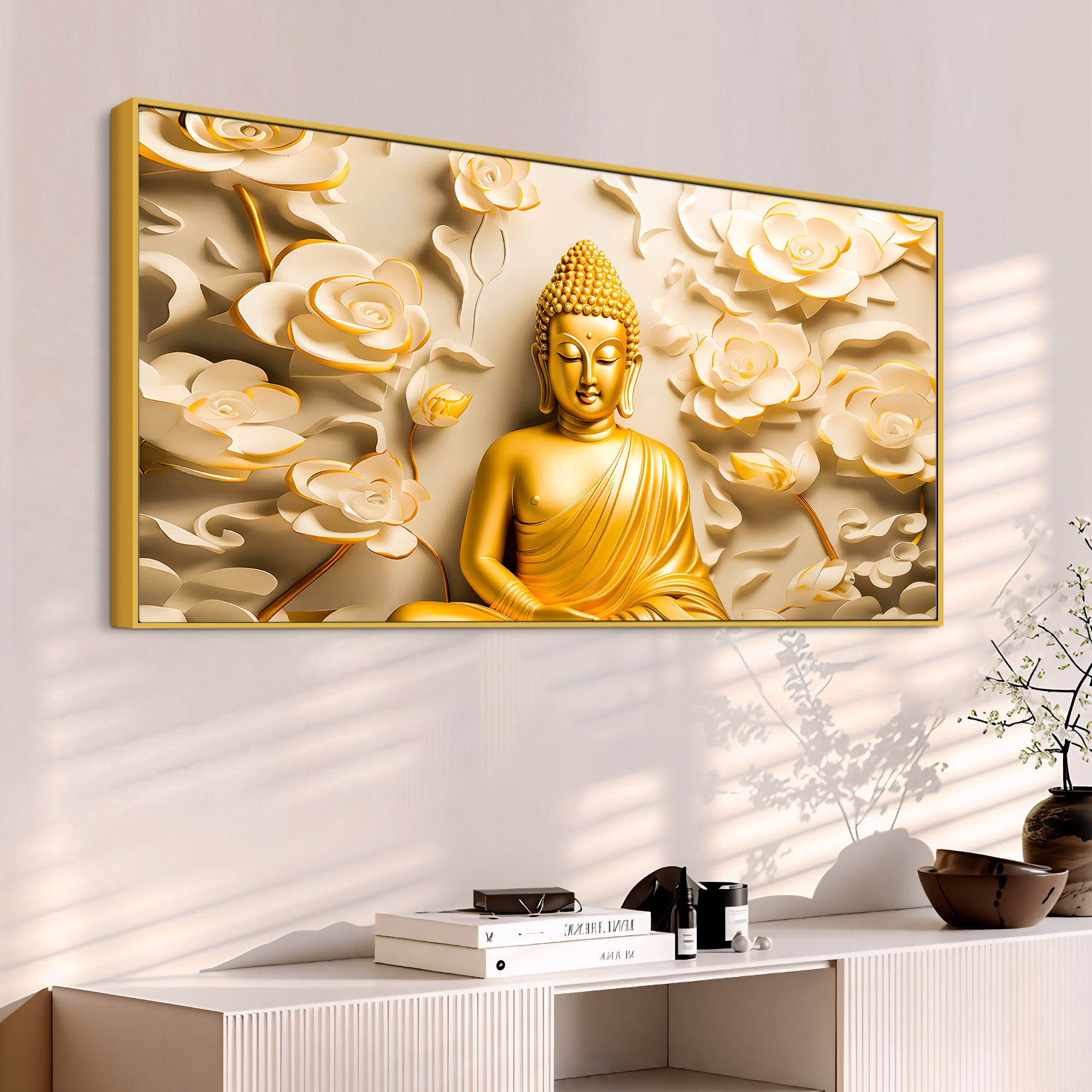 Calm & Positive Buddha Wall Painting for Spiritual Decor