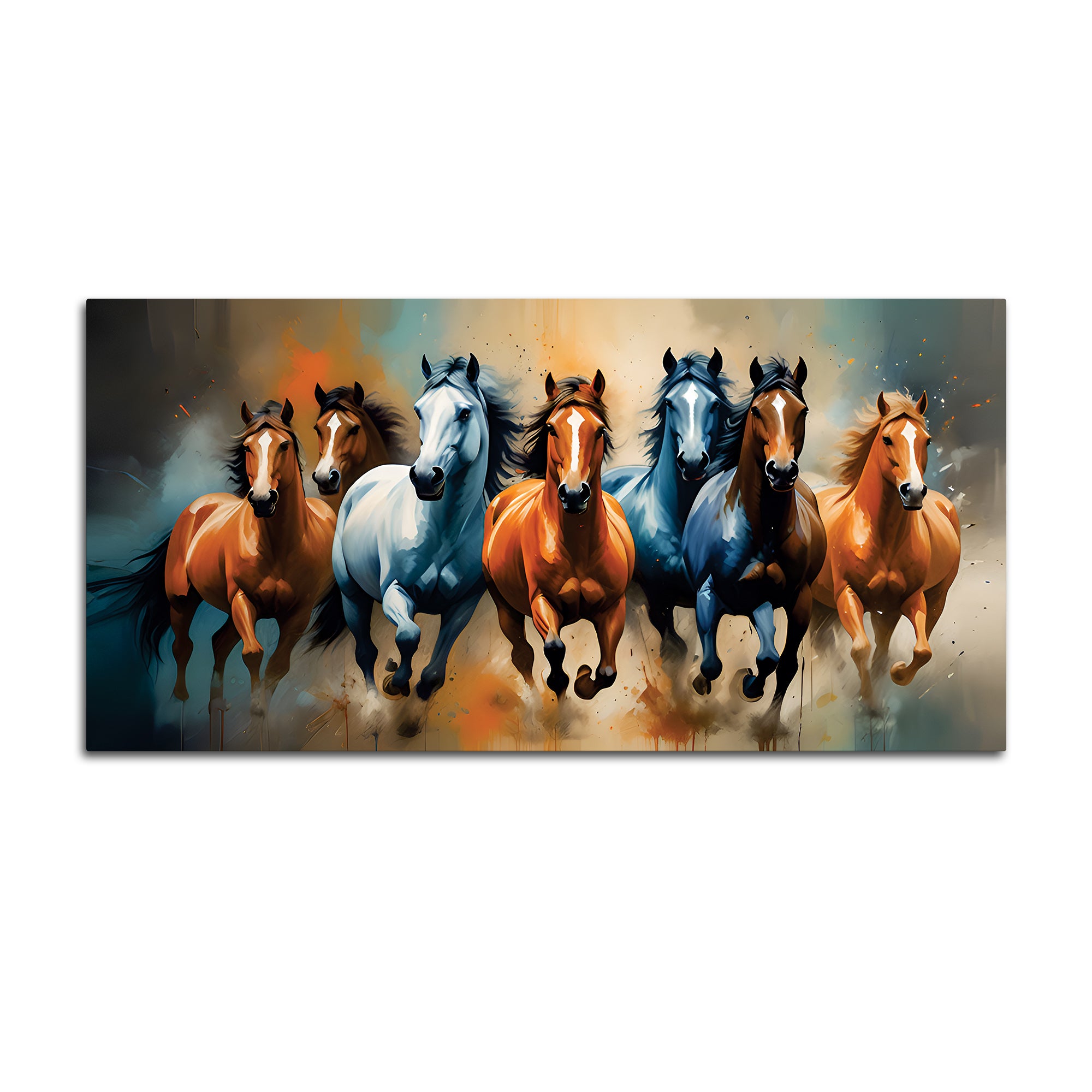 Canvas Wall Painting of Seven Running Horses