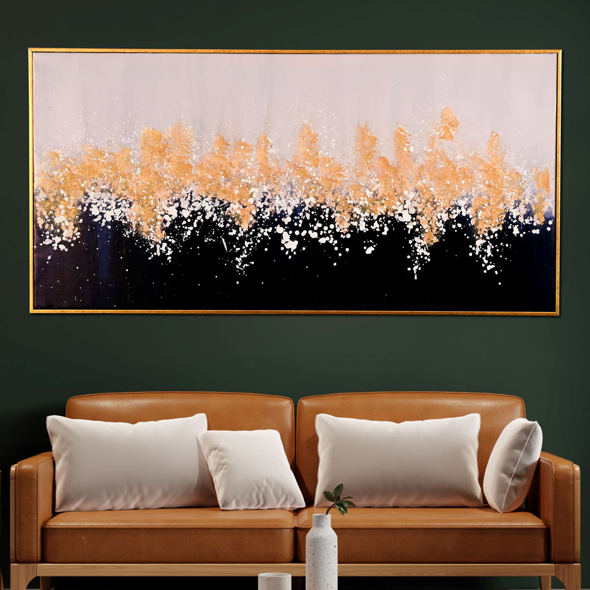 Celestial Symphony Hand Painted Wall Painting with Floating Frame