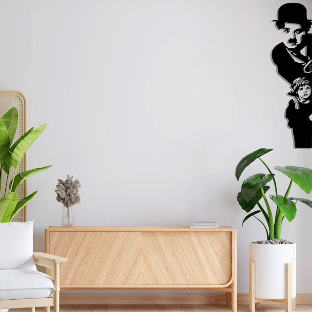 Charlie Chaplin & The Kid Silhouette Metal Art Wall Decor