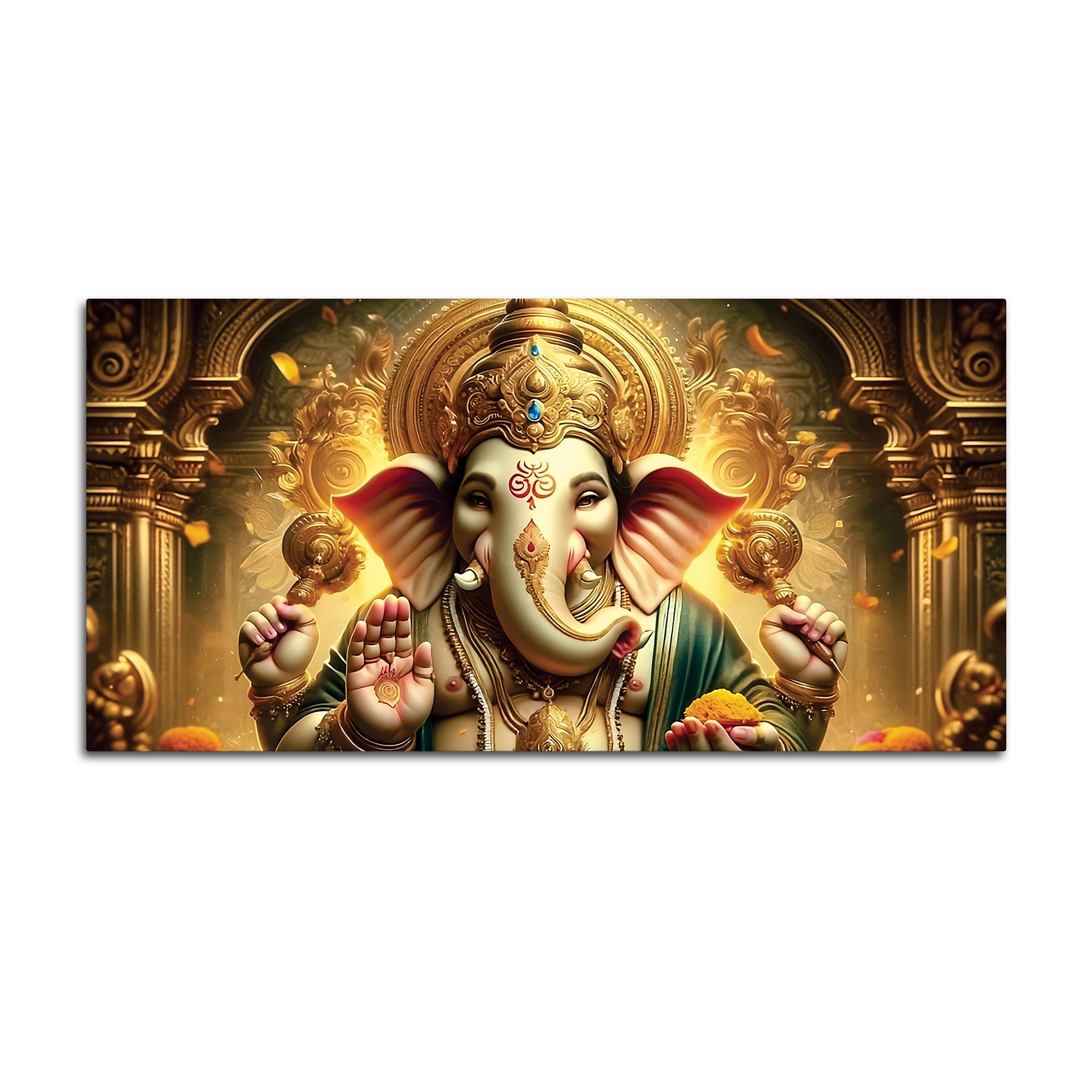 Charming Lord Shri Ganeshji Spiritual Canvas Wall Painting for Home & Office Decoration – Modern Religious Wall Art