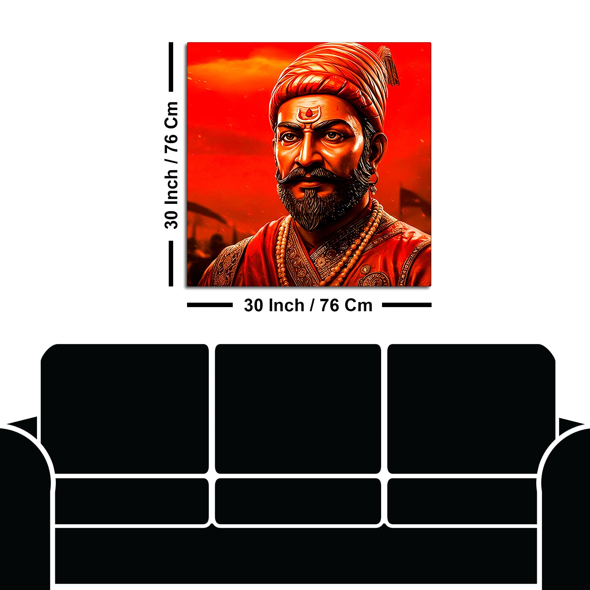 Chhatrapati Shivaji Maharaj Fierce Red Portrait Wall Painting