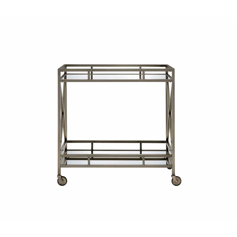 Chic X-Design Bar Trolley with Dual Mirror Shelving