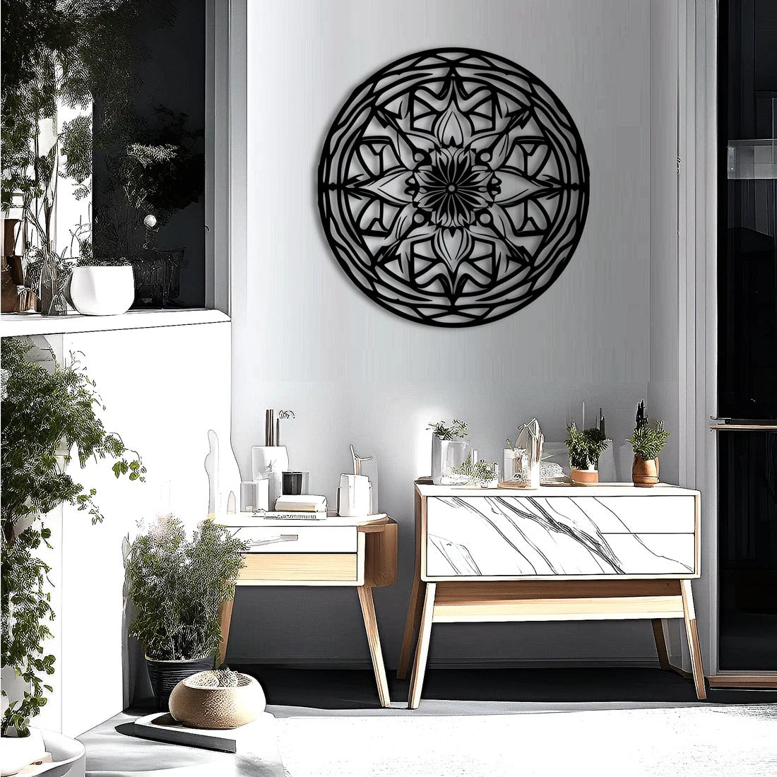 Circular Stripes Mandala Pattern Metal Art Wall Decor