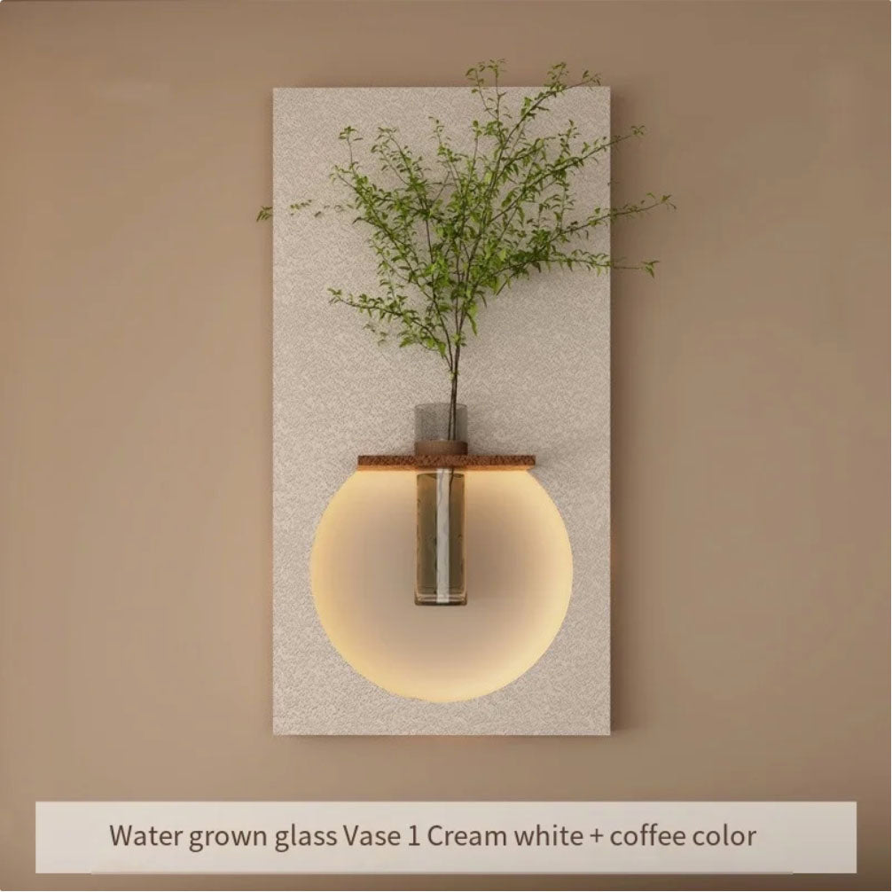 Classic Harmony Circular Glow LED Light Wall Panel with Planter for Home & Office Spaces
