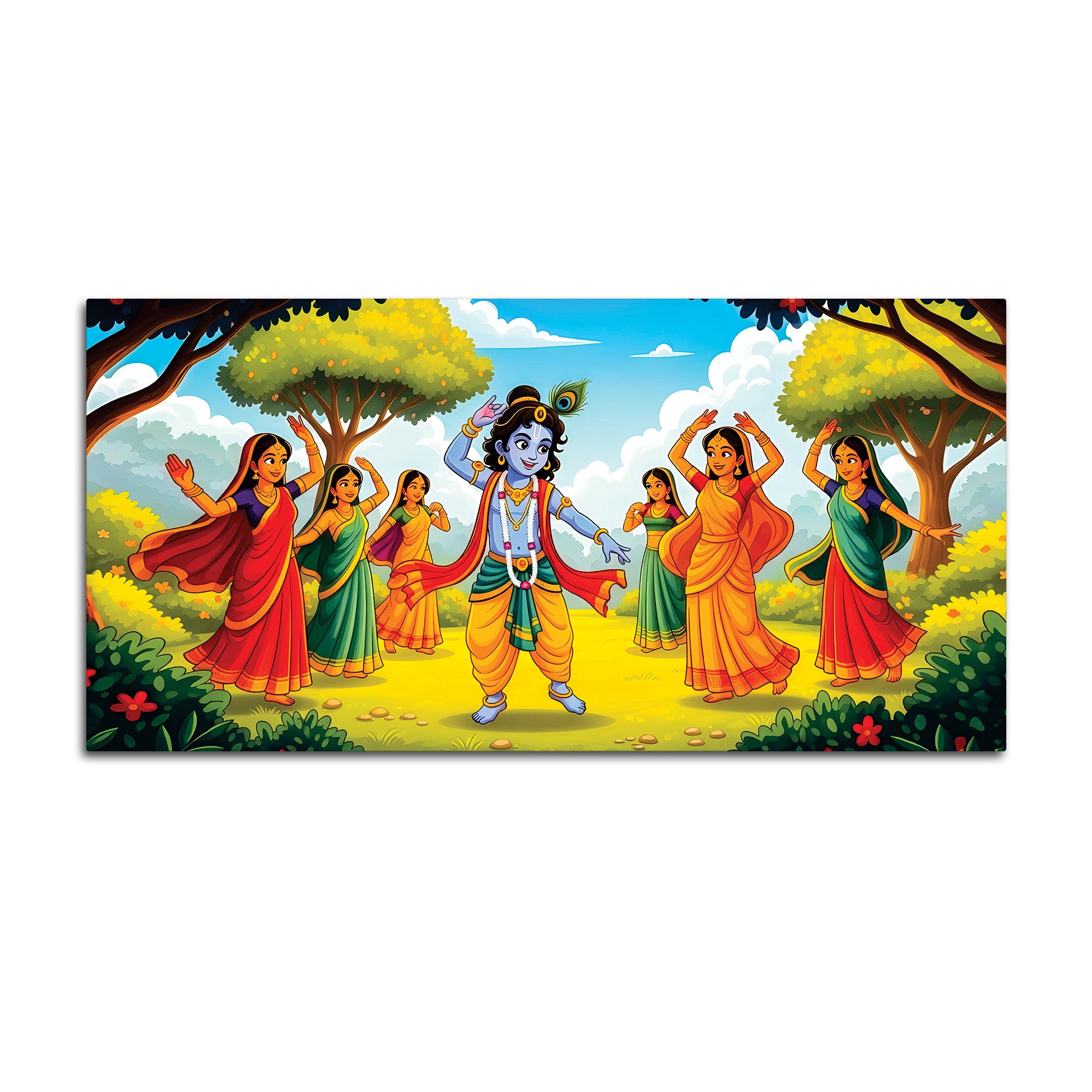 Classic Krishna Gopi Raas Leela Painting for Living Room & Hall