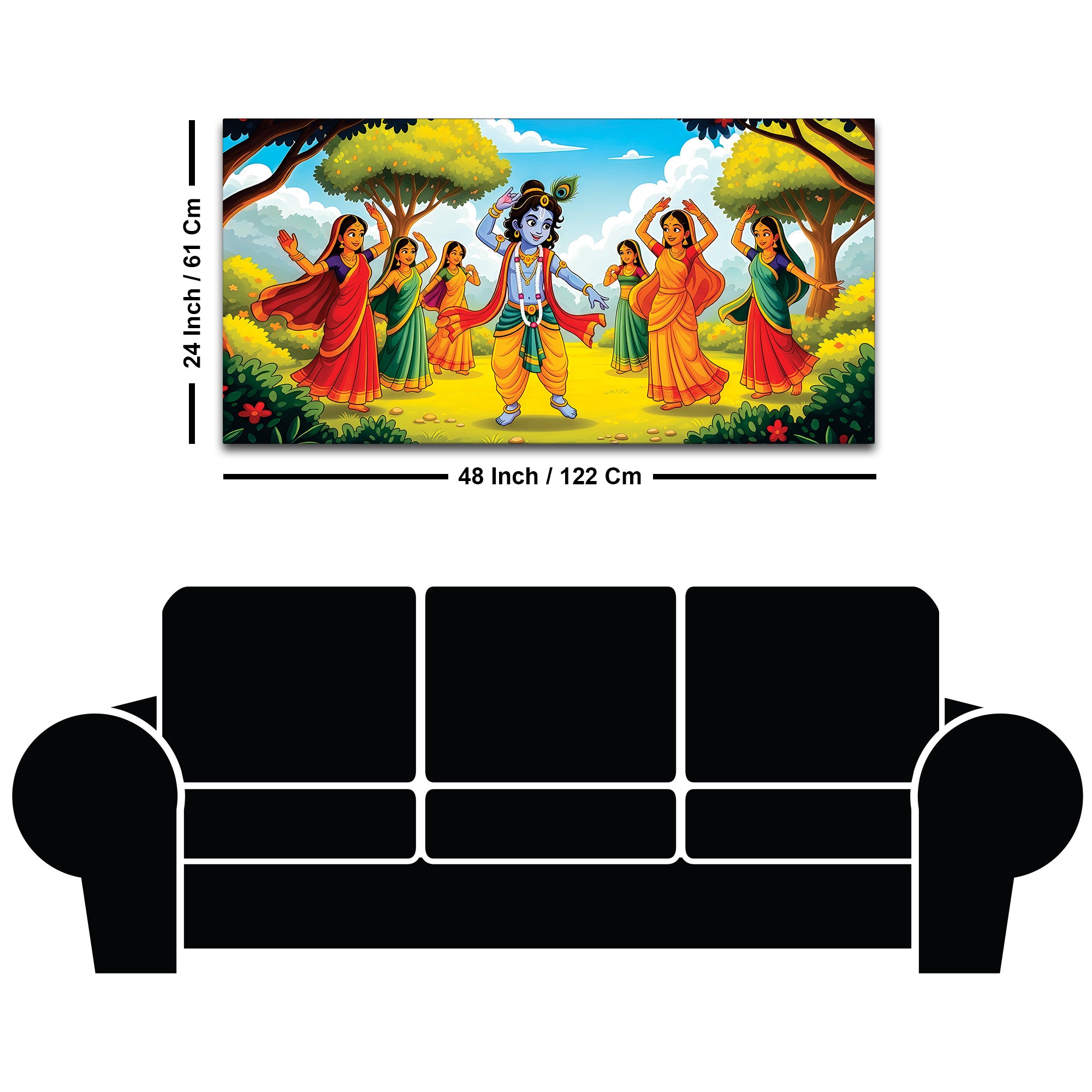 Classic Krishna Gopi Raas Leela Painting for Living Room & Hall