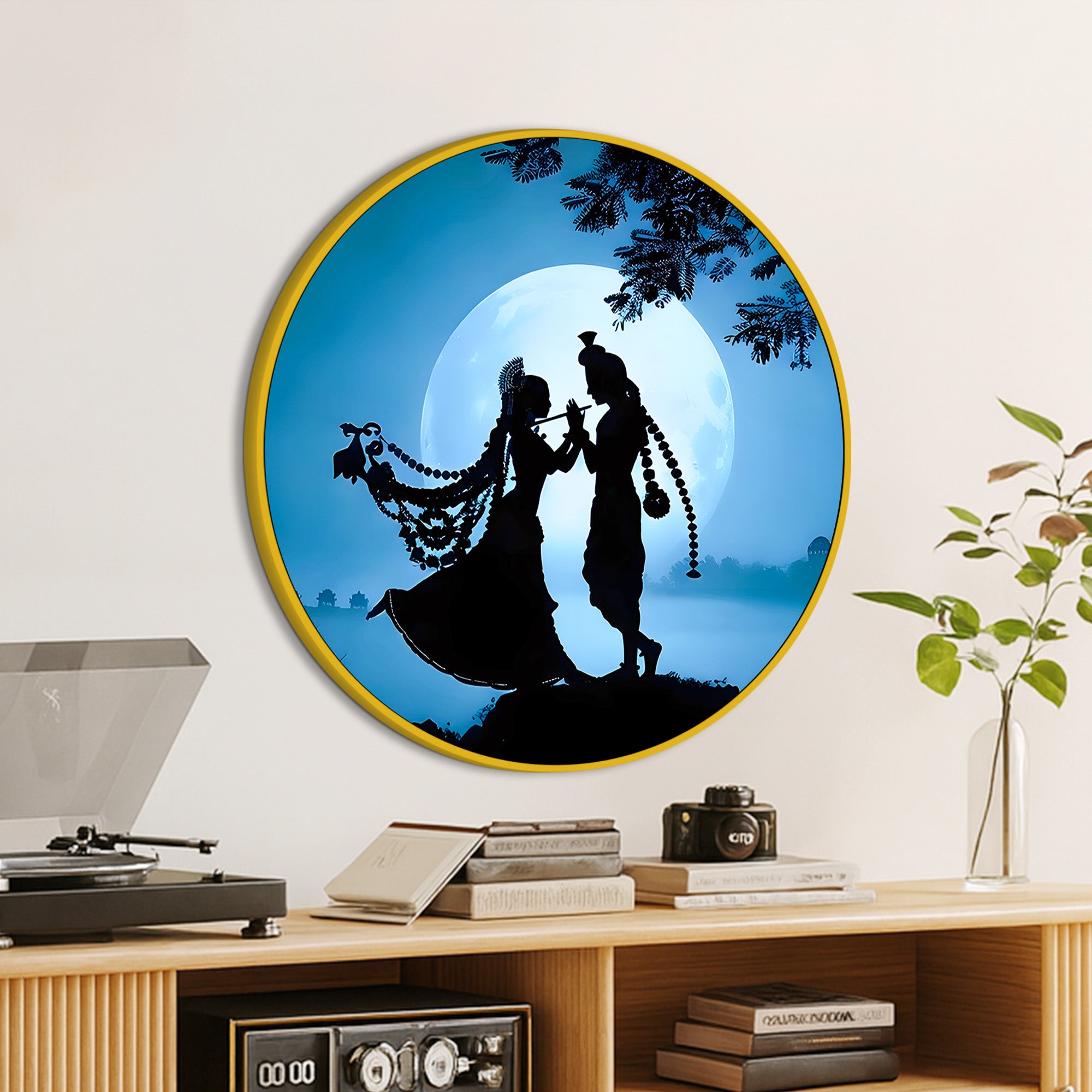 Classic Lord Radha Krishna Round Wall Painting Decor