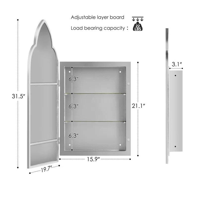 Classic Moroccan-Style Arched Bathroom Wall Mirror