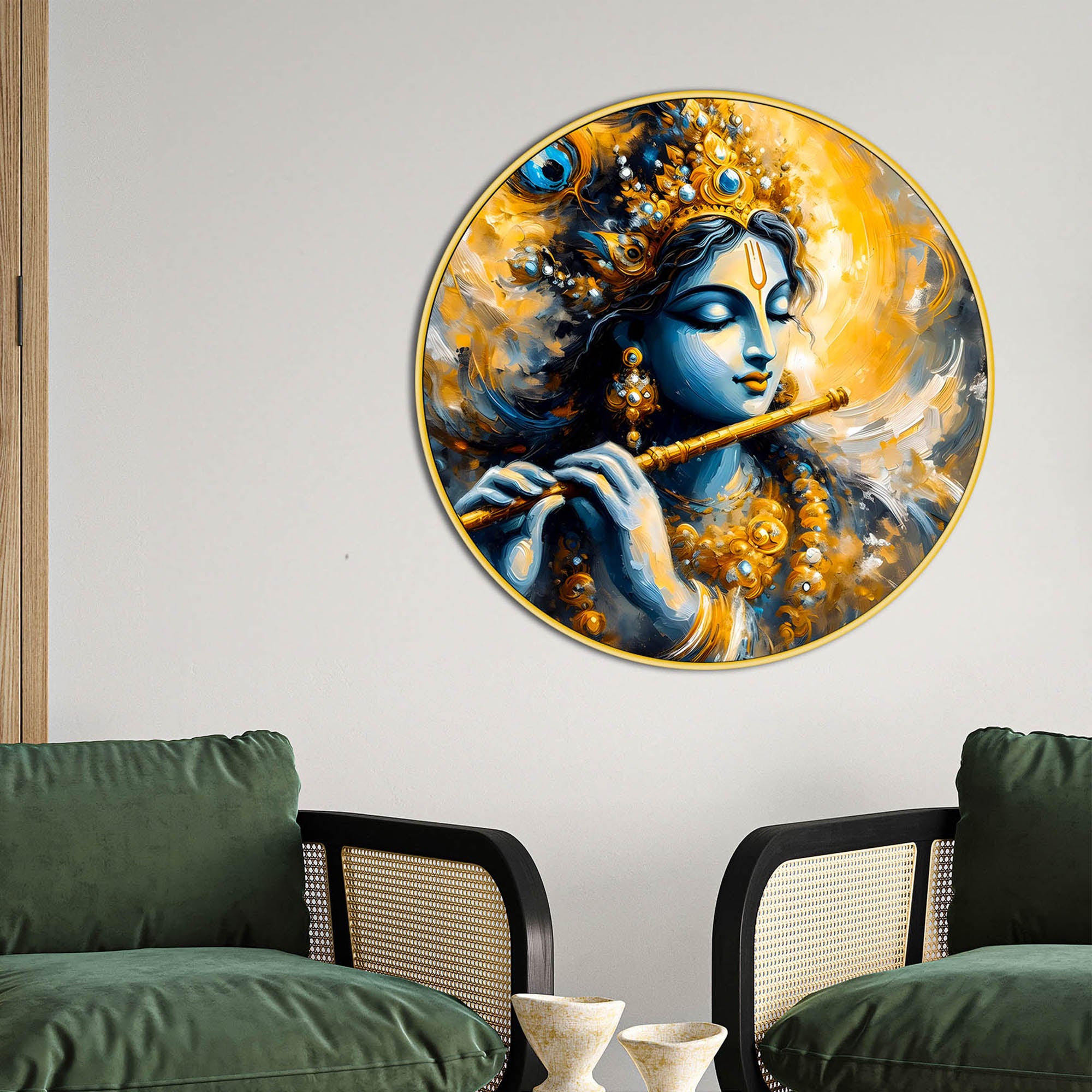 Classic Shri Krishna Round Frame Painting