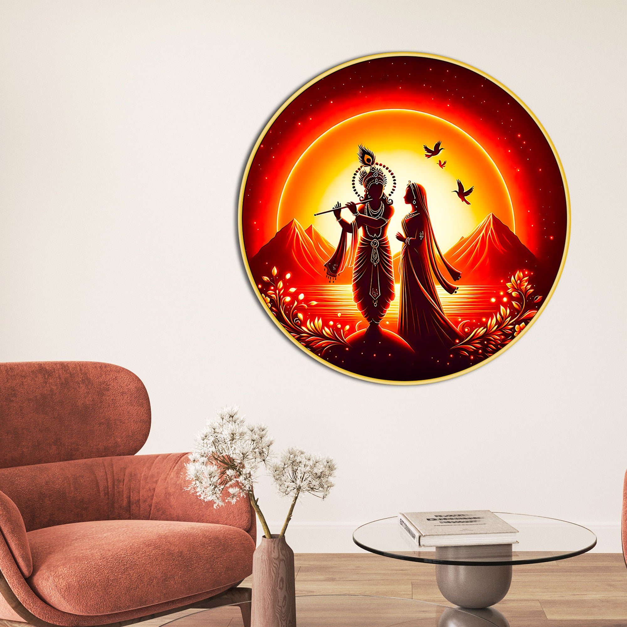Classic Shri Radha Krishna Round Painting for Home Decor
