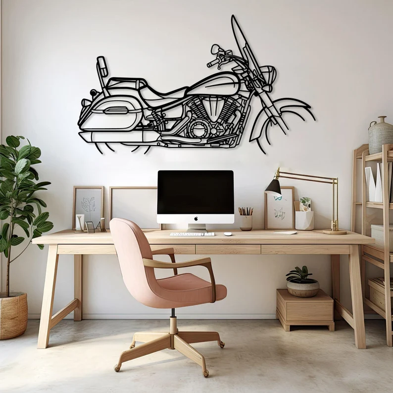 Classic Touring Bike Metal Wall Art for Living Room