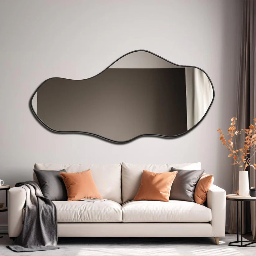 Cloud-Inspired Irregular Black Frame Wall Mirror
