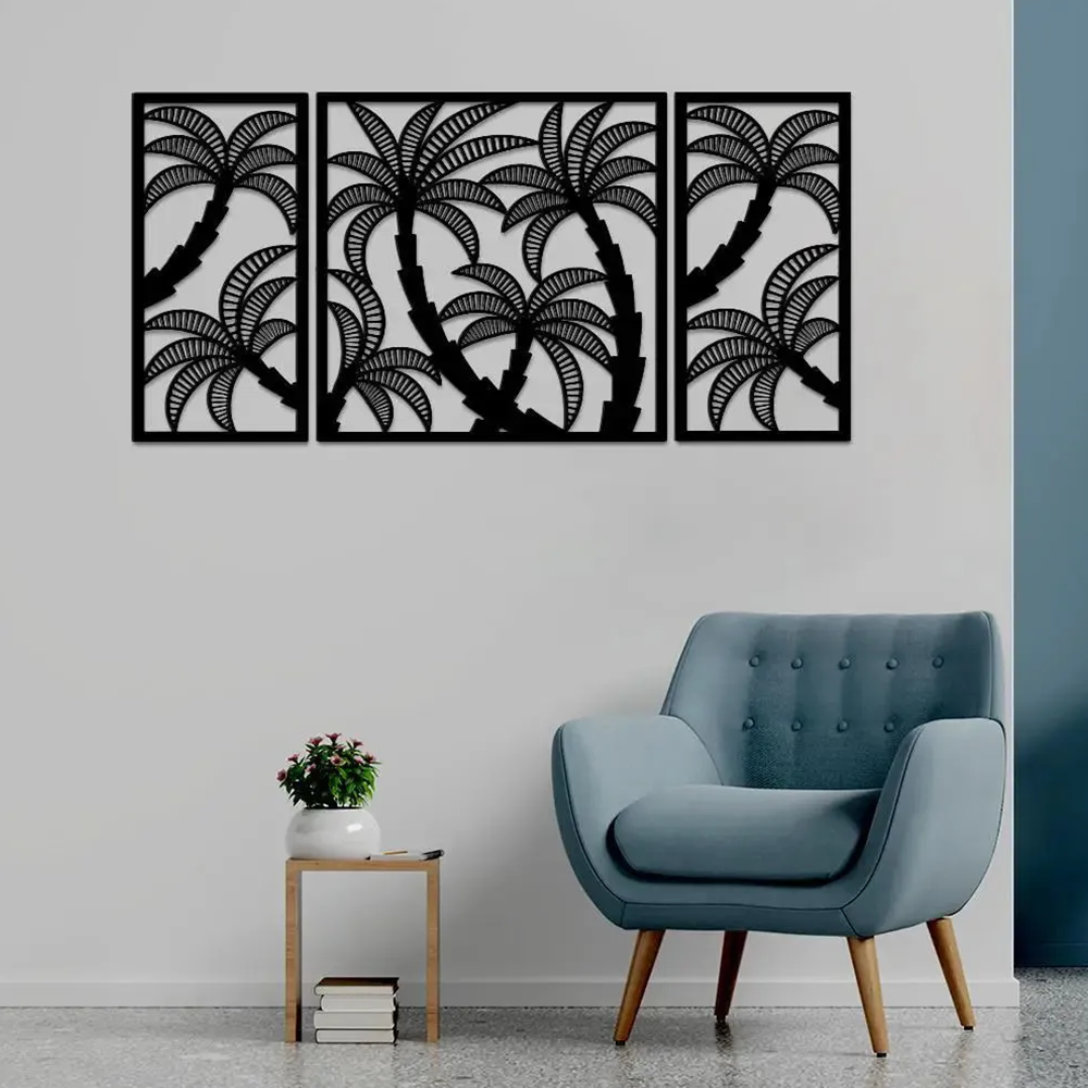 Coconut Tree Design Silhouette Metal Art Wall Decor