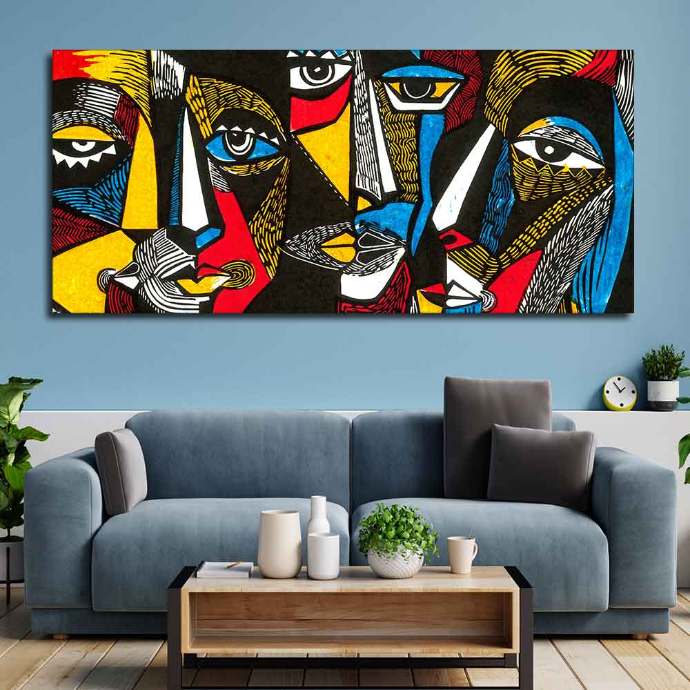 Colorful Abstract Faces Canvas Wall Painting
