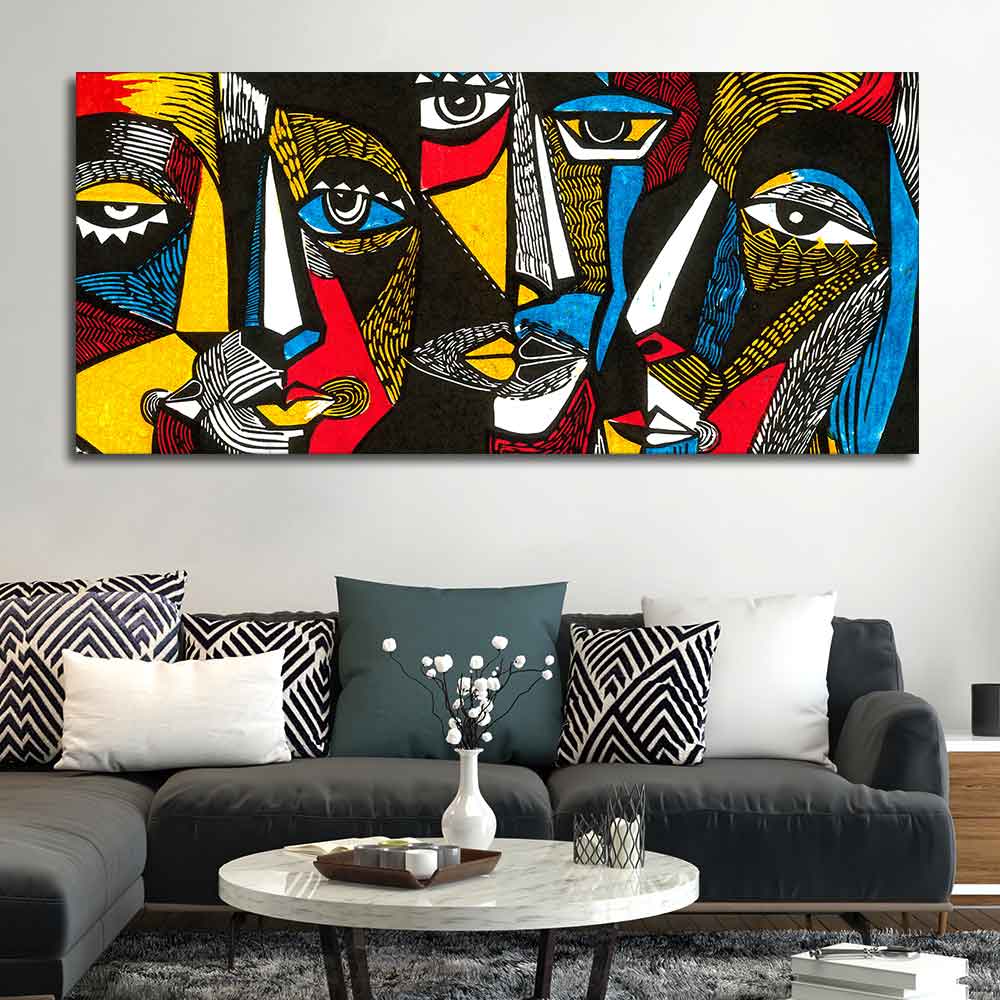 Colorful Abstract Faces Canvas Wall Painting