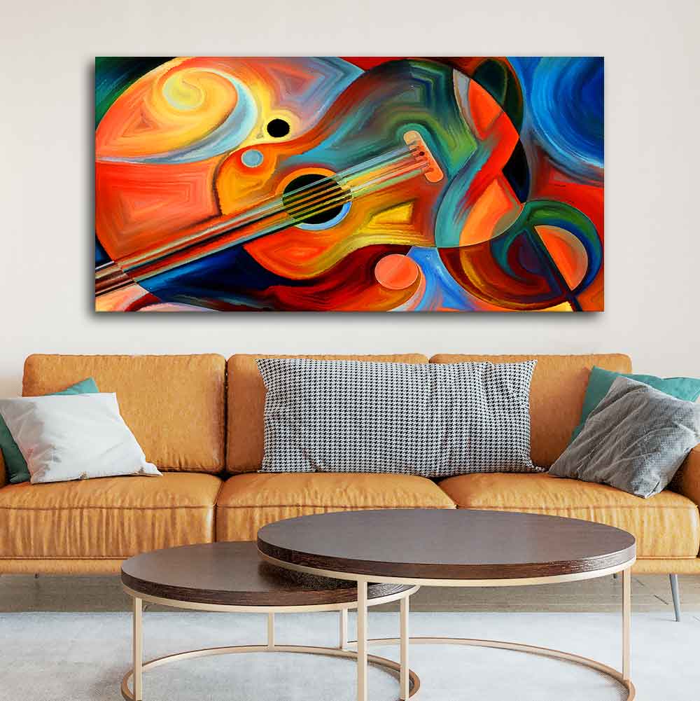 Colorful Abstract Guitar Premium Canvas Wall Painting