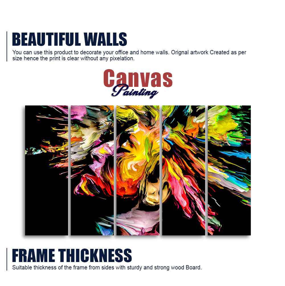 Colorful Abstract Human Head Wall Painting of Five Pieces