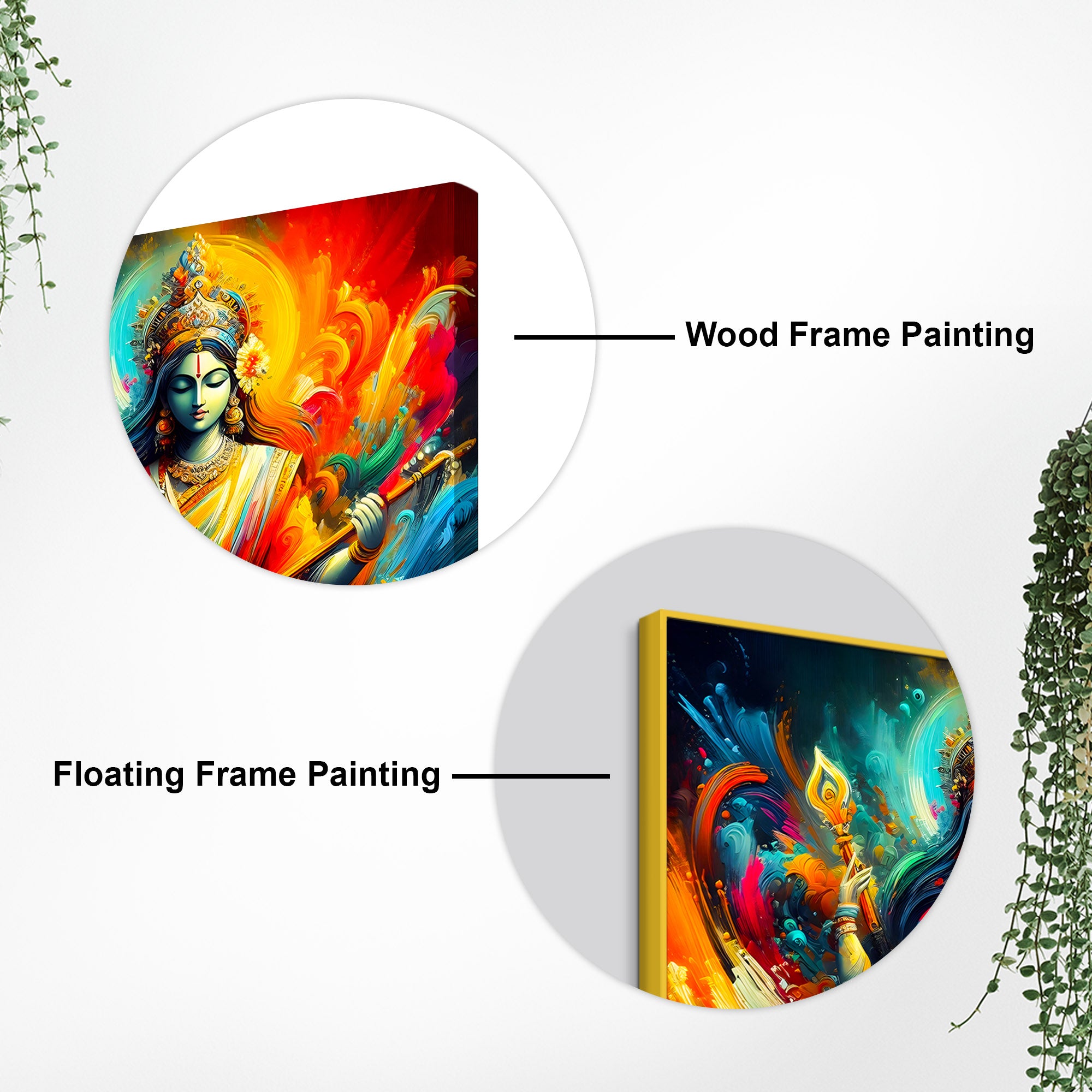 Colorful Abstract Saraswati Goddess Canvas Wall Painting