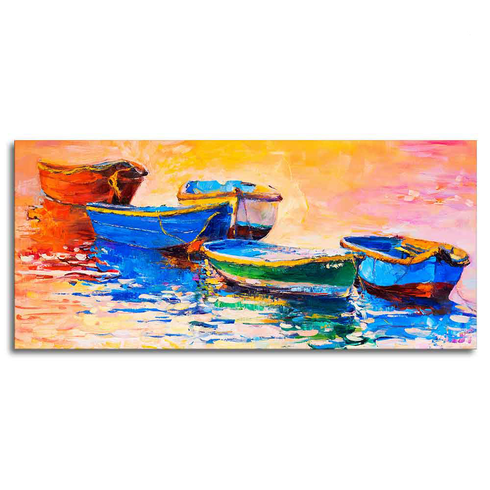 Colorful Boats in Canvas Wall Painting