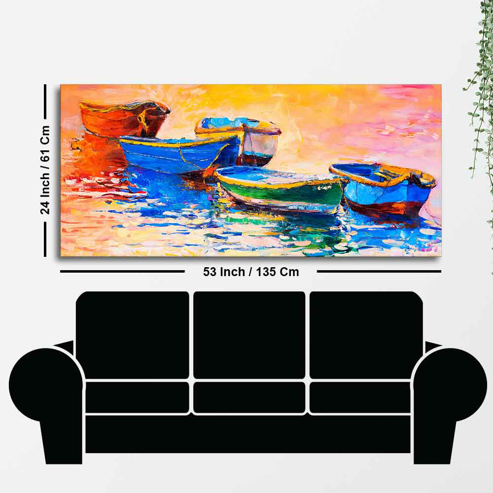 Colorful Boats in Canvas Wall Painting