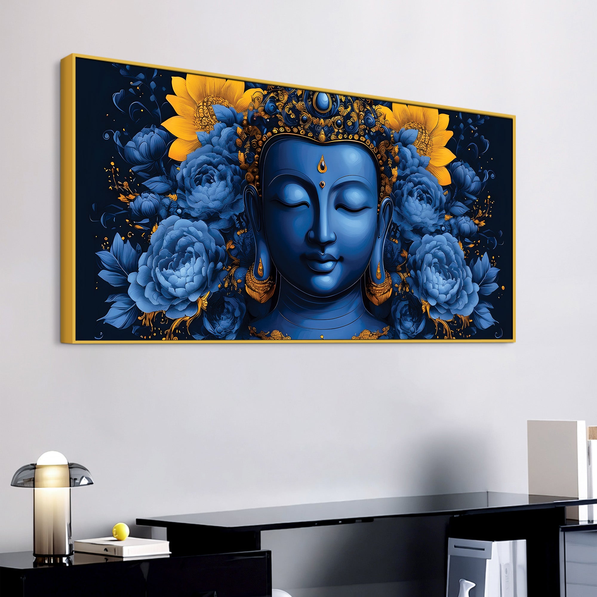 Colorful Buddha Floral Painting – Meditation Wall Art