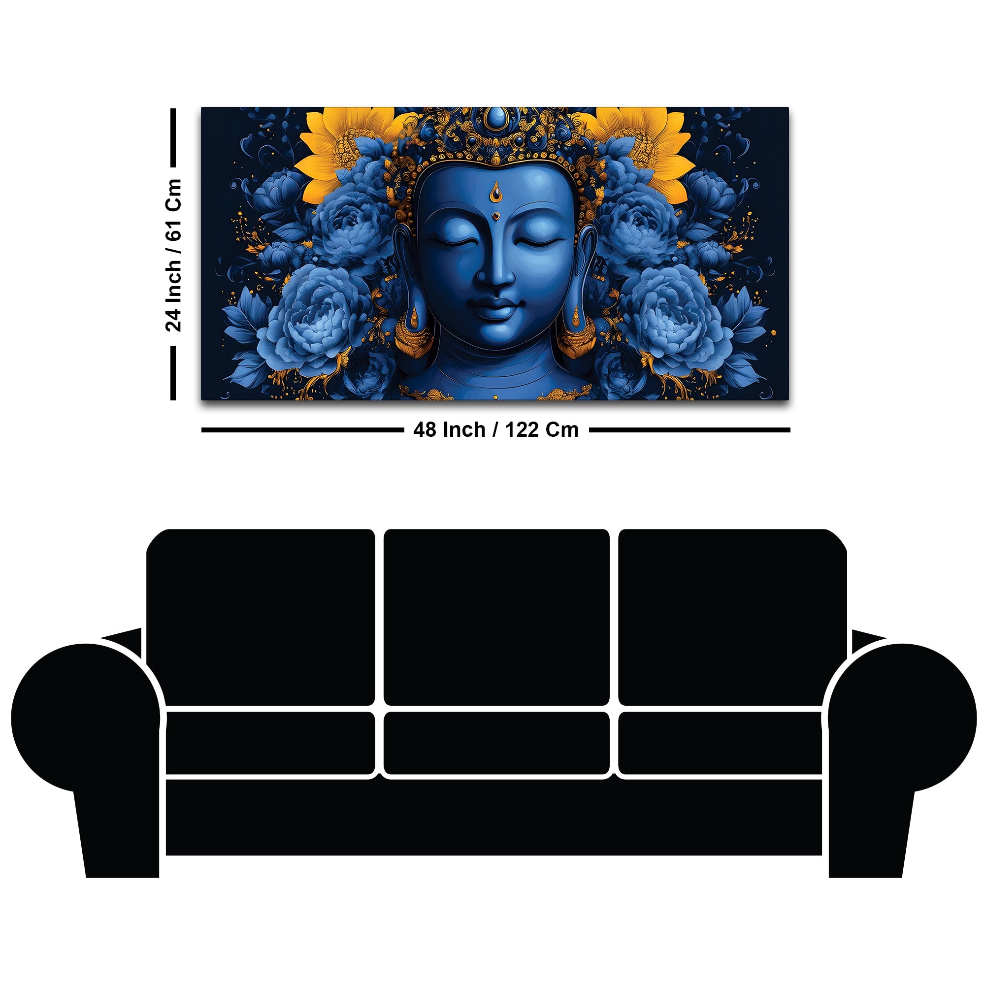 Colorful Buddha Floral Painting – Meditation Wall Art