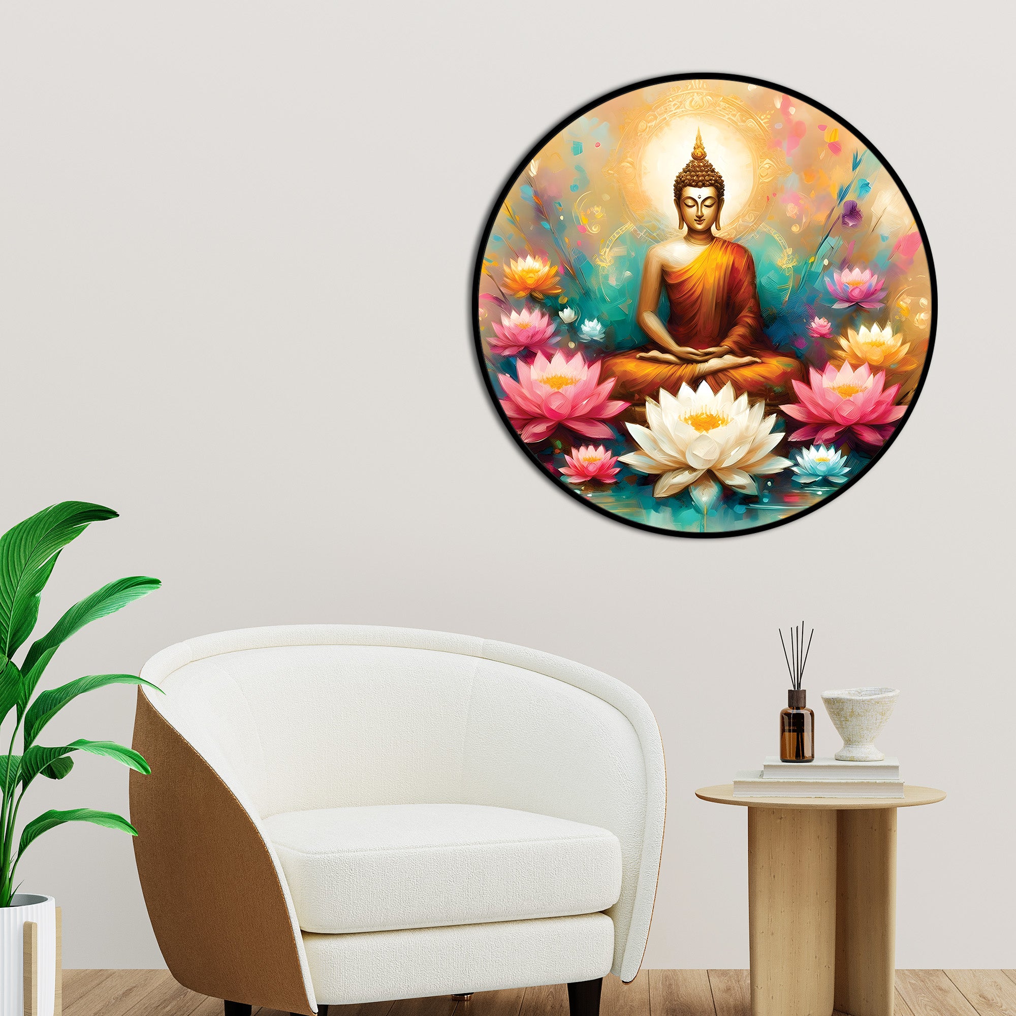 Colorful Buddha Round Art Painting