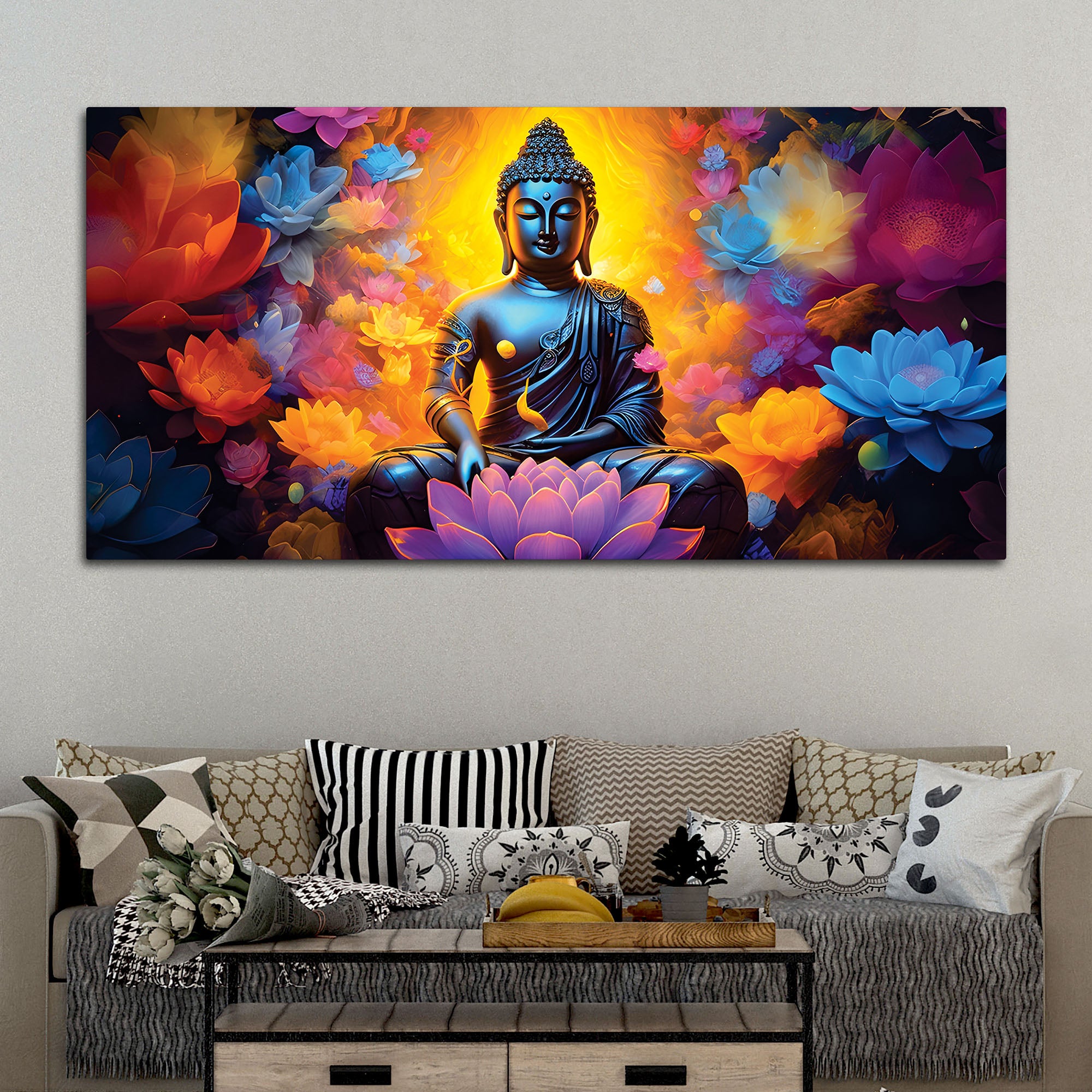 Colorful Buddha Wall Art – Premium Spiritual Canvas